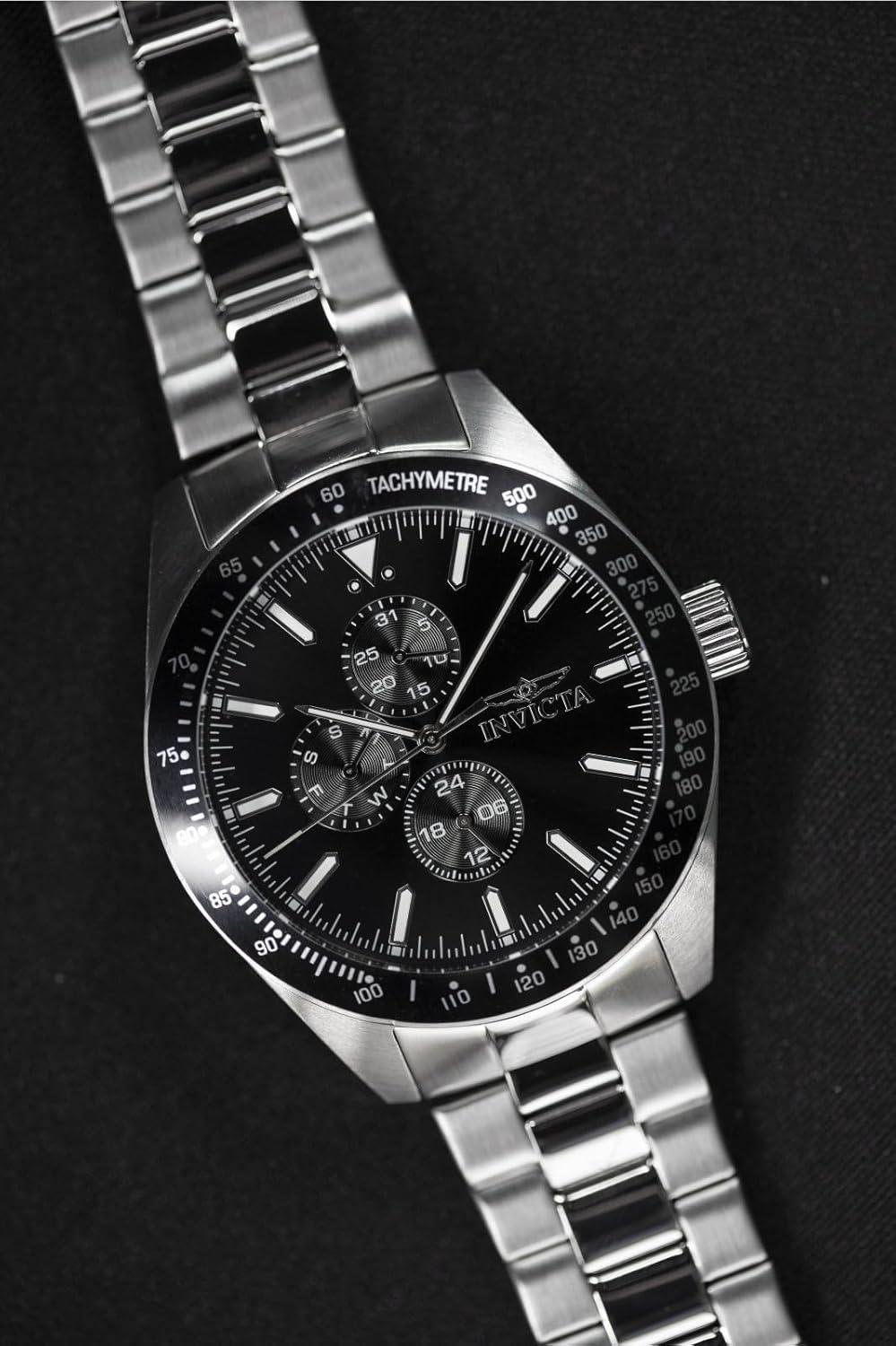 image:imageInvicta Aviator Men 45mm Stainless Steel Silver Black dial VH67 Quartz