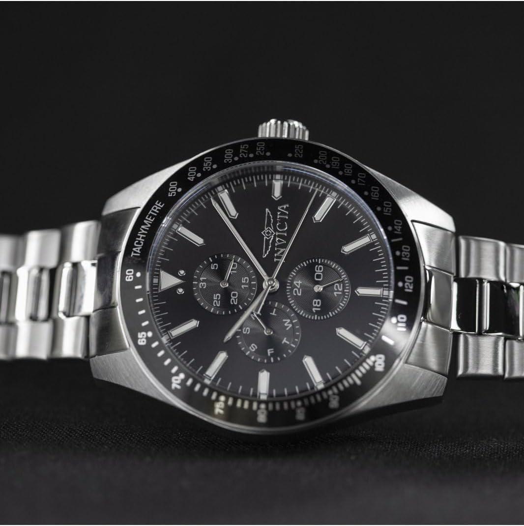 image:imageInvicta Aviator Men 45mm Stainless Steel Silver Black dial VH67 Quartz