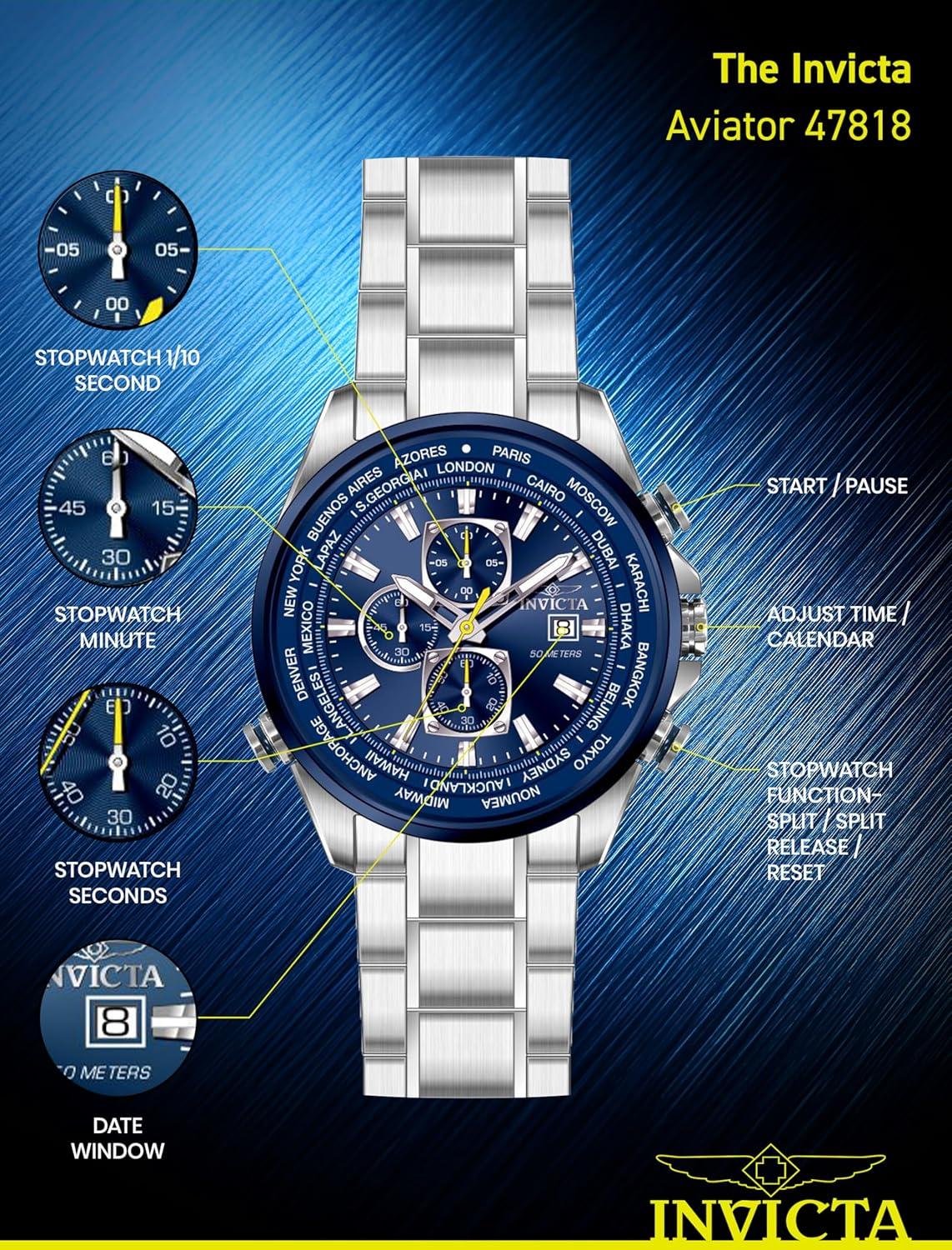 image:imageInvicta Aviator Men 50mm QuartzBlue