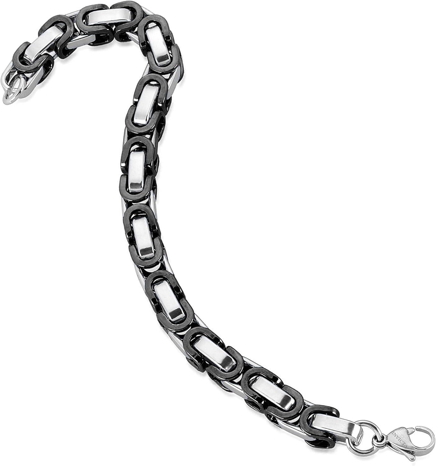 image:imageInvicta Bracelet for Men Stainless Steel Chain Jewelry Polished Byzantine 8mm 875Black