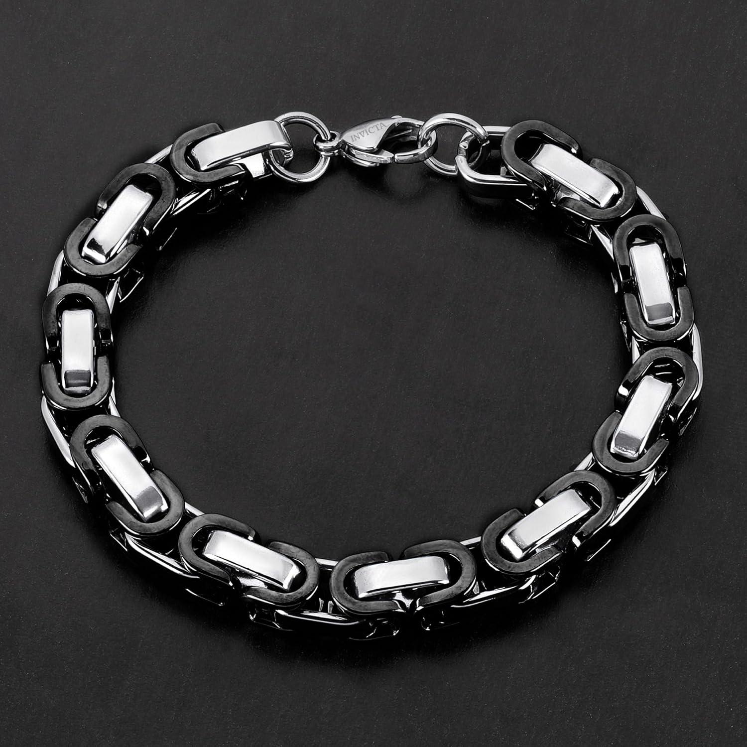 image:imageInvicta Bracelet for Men Stainless Steel Chain Jewelry Polished Byzantine 8mm 875Black