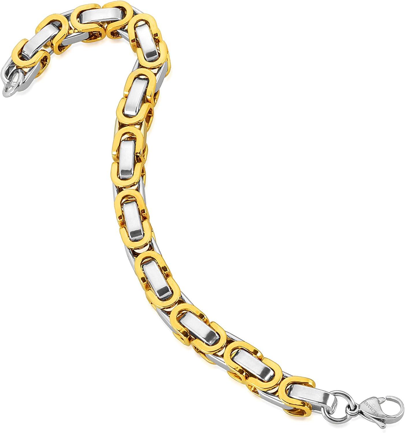 image:imageInvicta Bracelet for Men Stainless Steel Chain Jewelry Polished Byzantine 8mm 875Gold