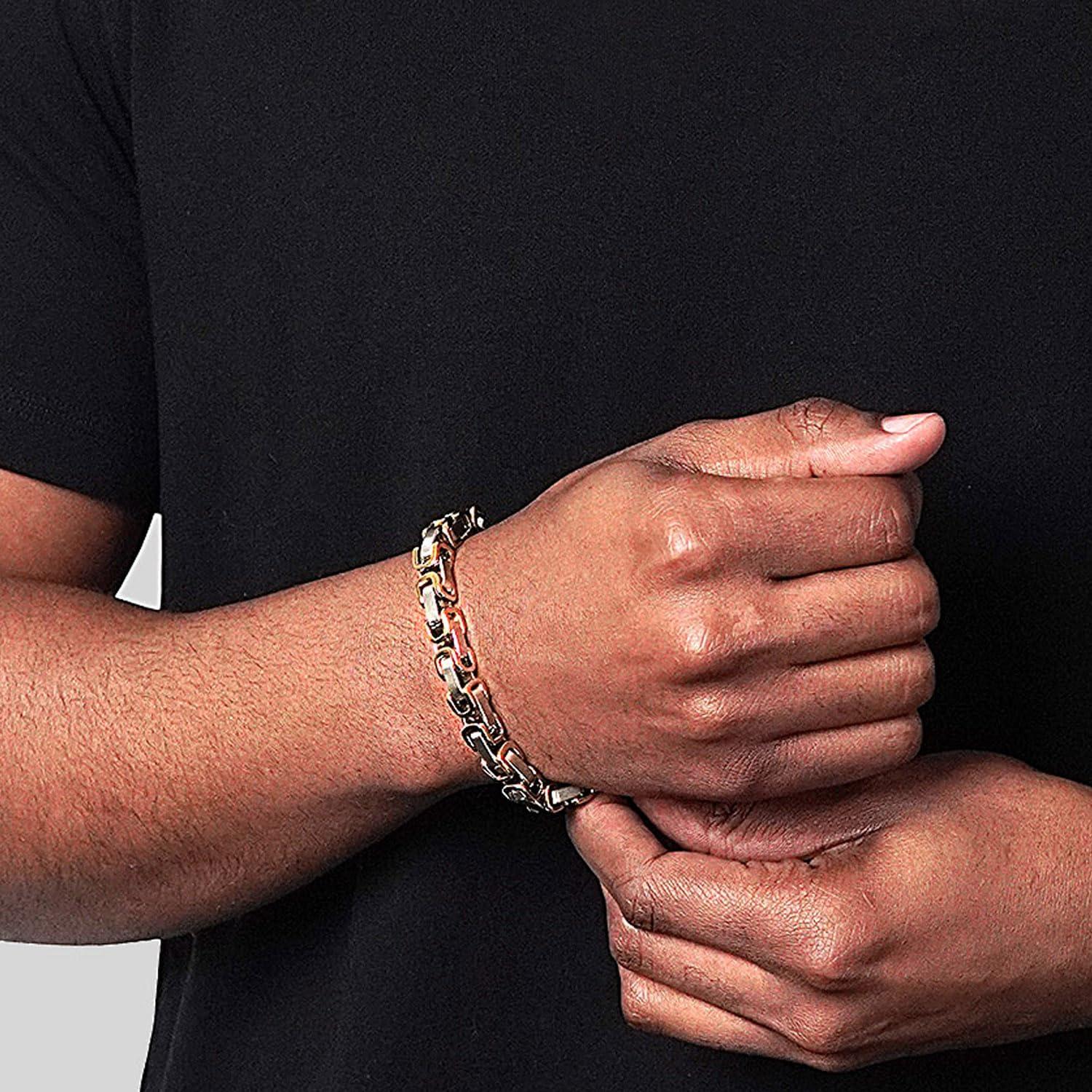 image:imageInvicta Bracelet for Men Stainless Steel Chain Jewelry Polished Byzantine 8mm 875Gold