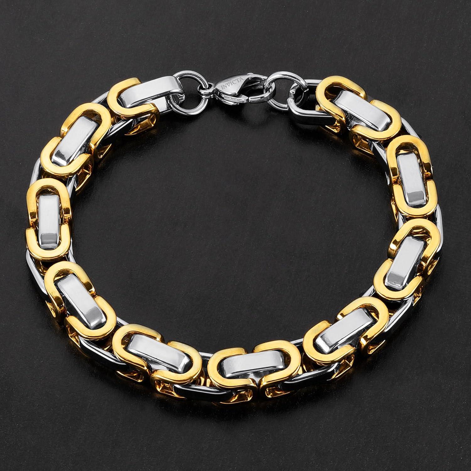 image:imageInvicta Bracelet for Men Stainless Steel Chain Jewelry Polished Byzantine 8mm 875Gold