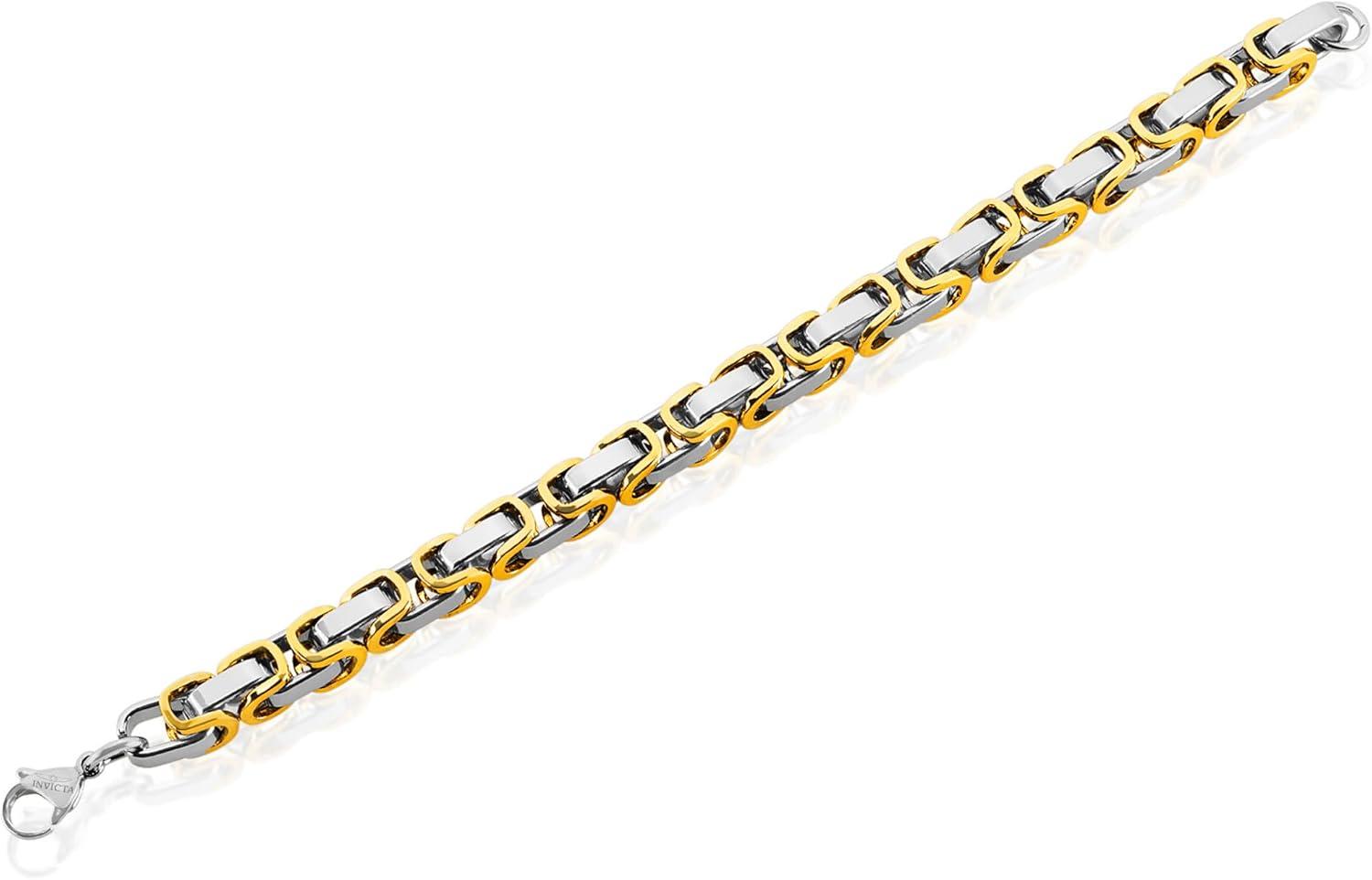 image:imageInvicta Bracelet for Men Stainless Steel Chain Jewelry Polished Byzantine 8mm 875Gold