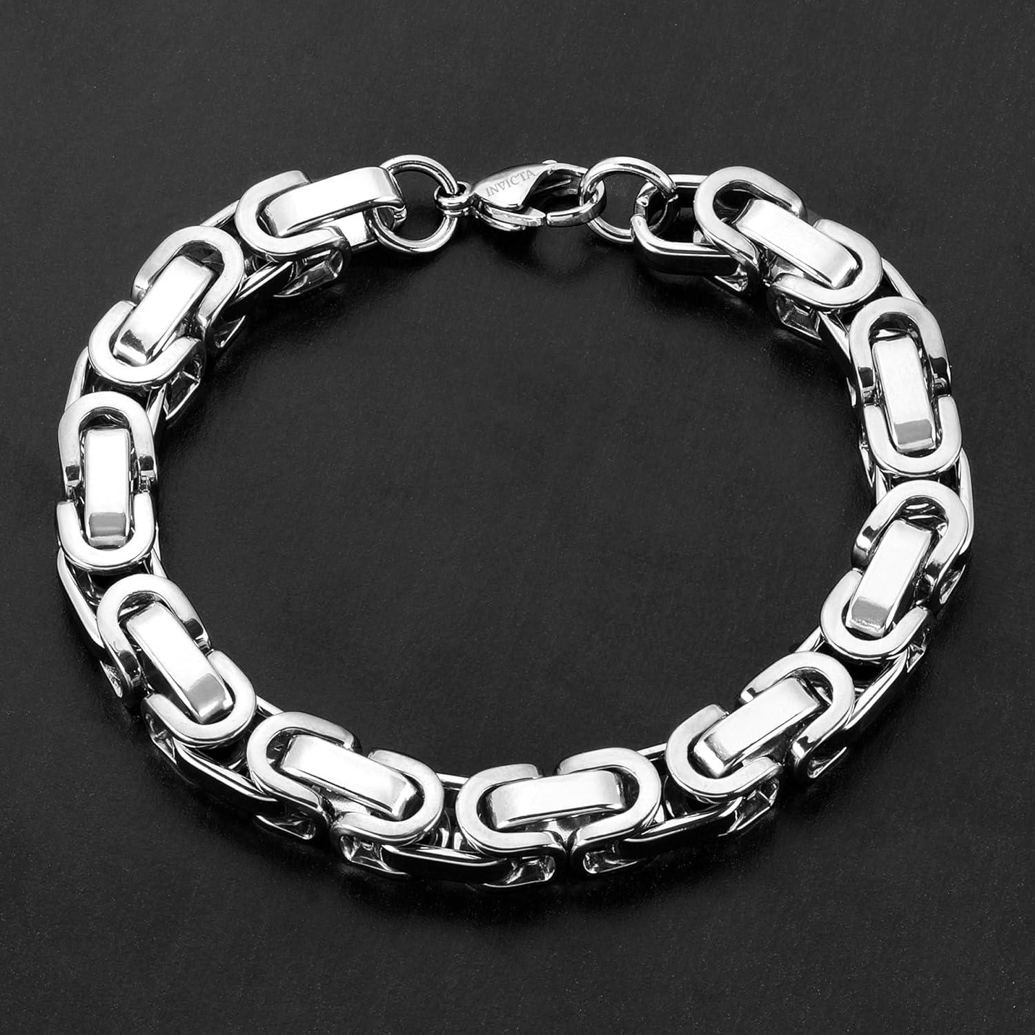 image:imageInvicta Bracelet for Men Stainless Steel Chain Jewelry Polished Byzantine 8mm 875Silver