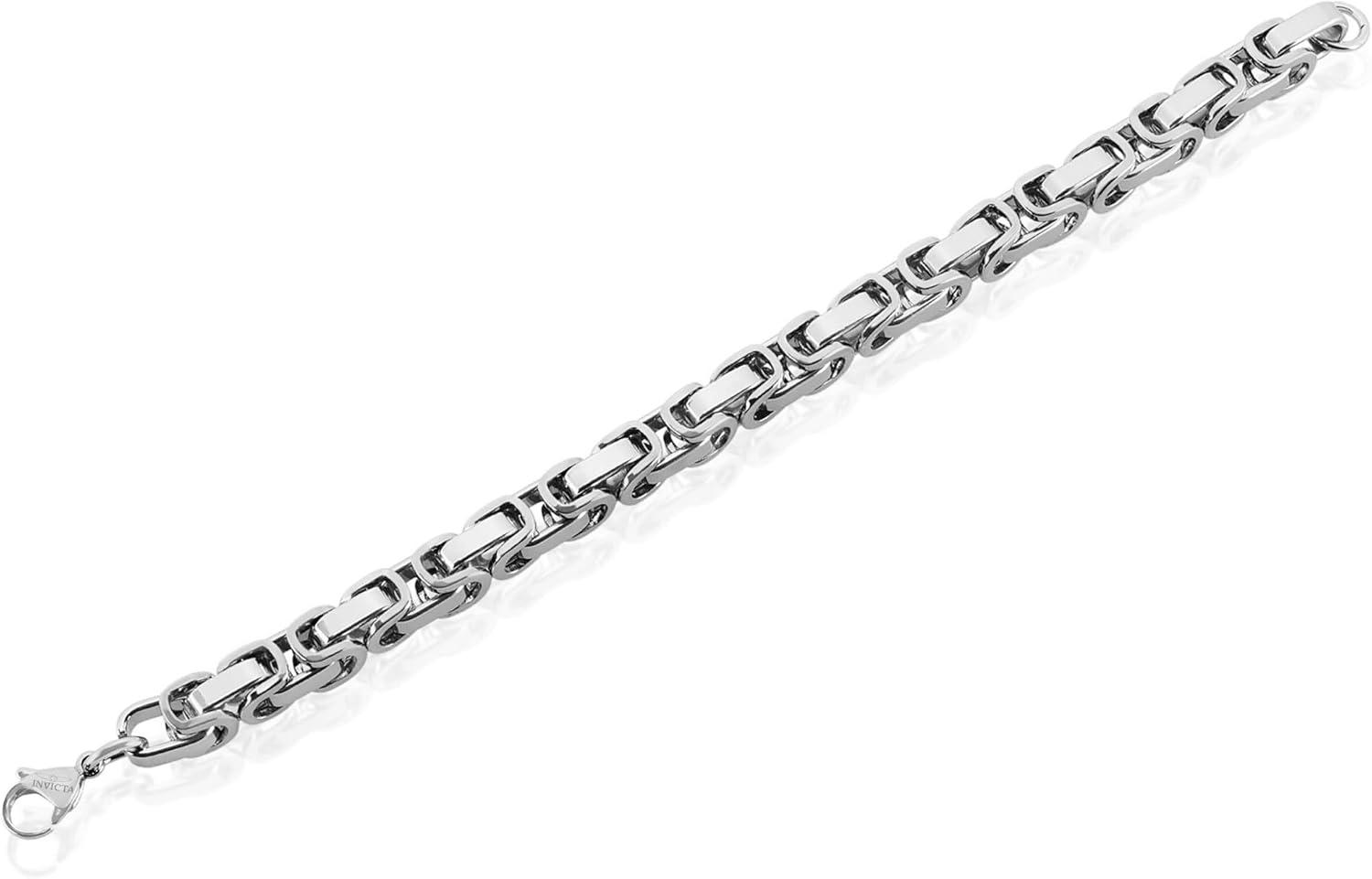 image:imageInvicta Bracelet for Men Stainless Steel Chain Jewelry Polished Byzantine 8mm 875Silver