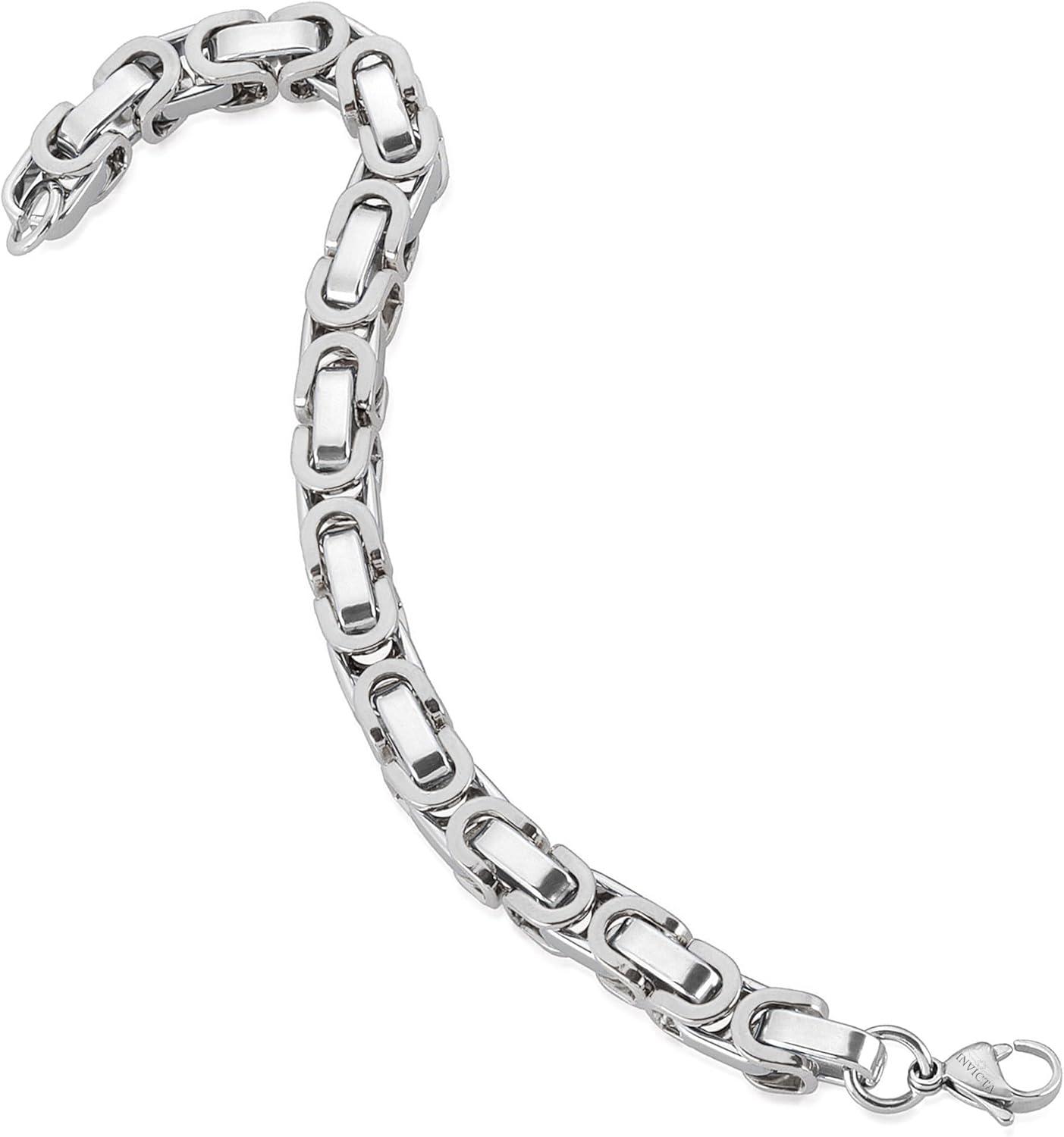 image:imageInvicta Bracelet for Men Stainless Steel Chain Jewelry Polished Byzantine 8mm 875Silver