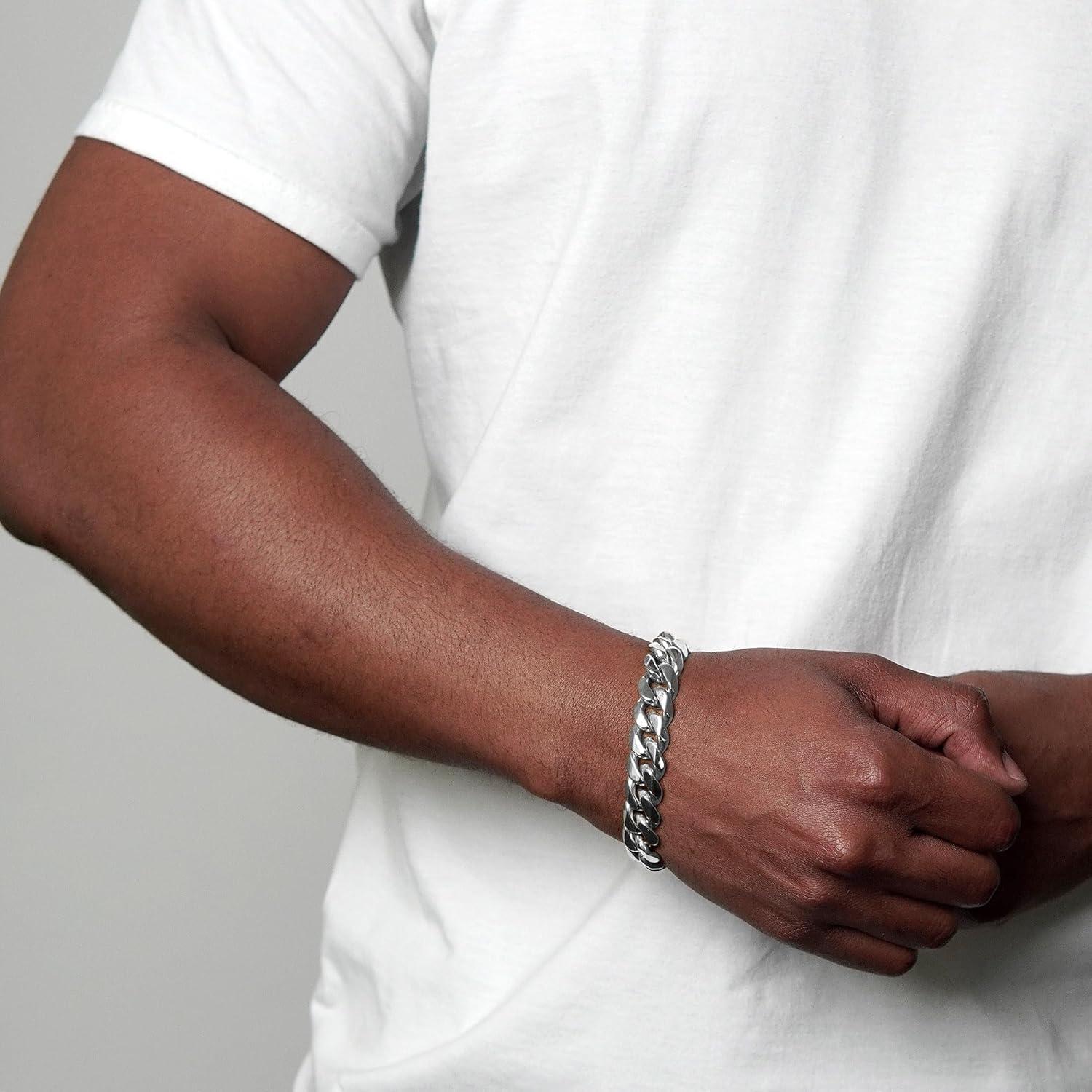 image:imageInvicta Bracelet for Men Stainless Steel Chain Jewelry Polsihed Curb 12mm 875Silver