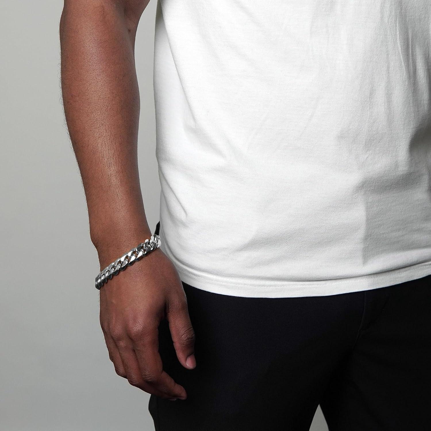 image:imageInvicta Bracelet for Men Stainless Steel Chain Jewelry Polsihed Curb 12mm 875Silver