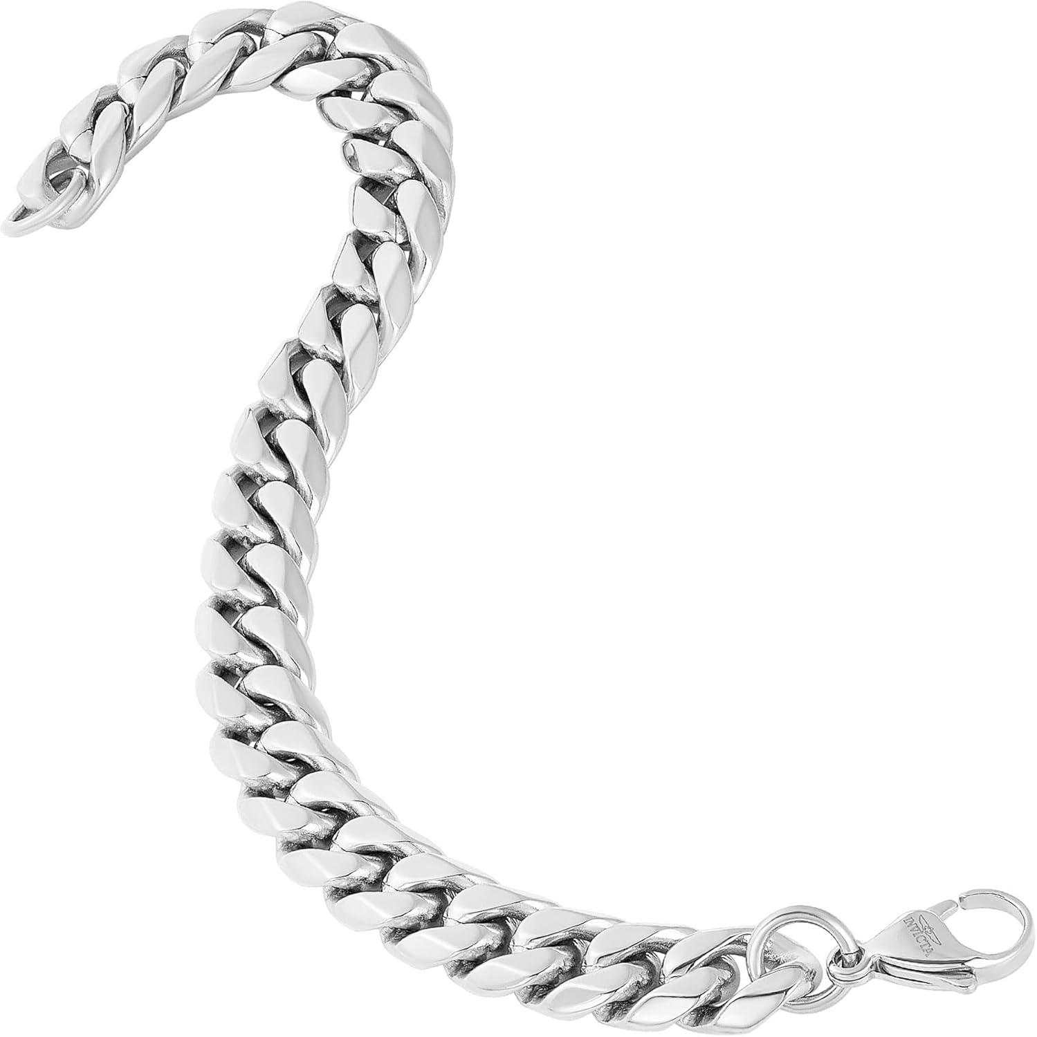 image:imageInvicta Bracelet for Men Stainless Steel Chain Jewelry Polsihed Curb 12mm 875Silver