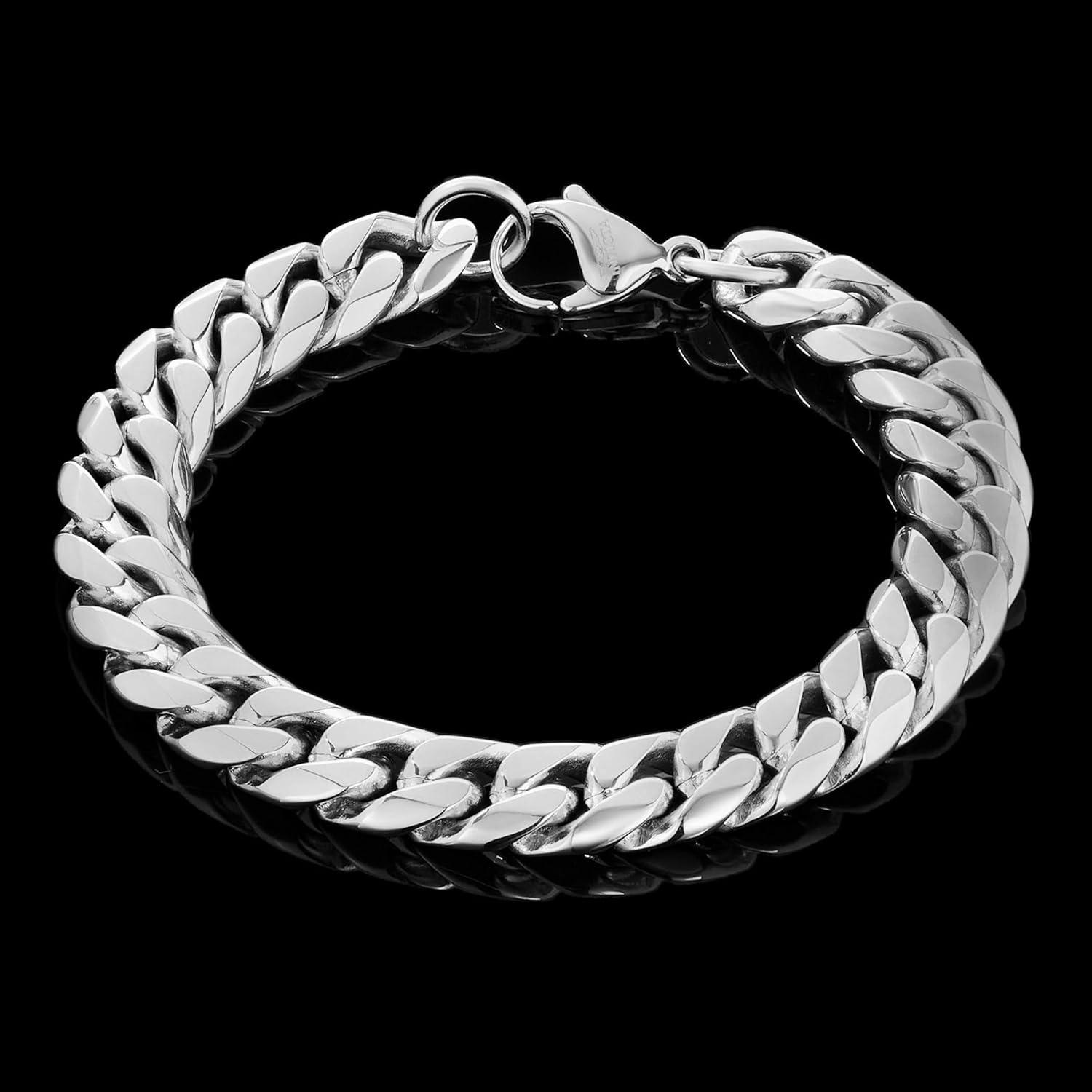 image:imageInvicta Bracelet for Men Stainless Steel Chain Jewelry Polsihed Curb 12mm 875Silver