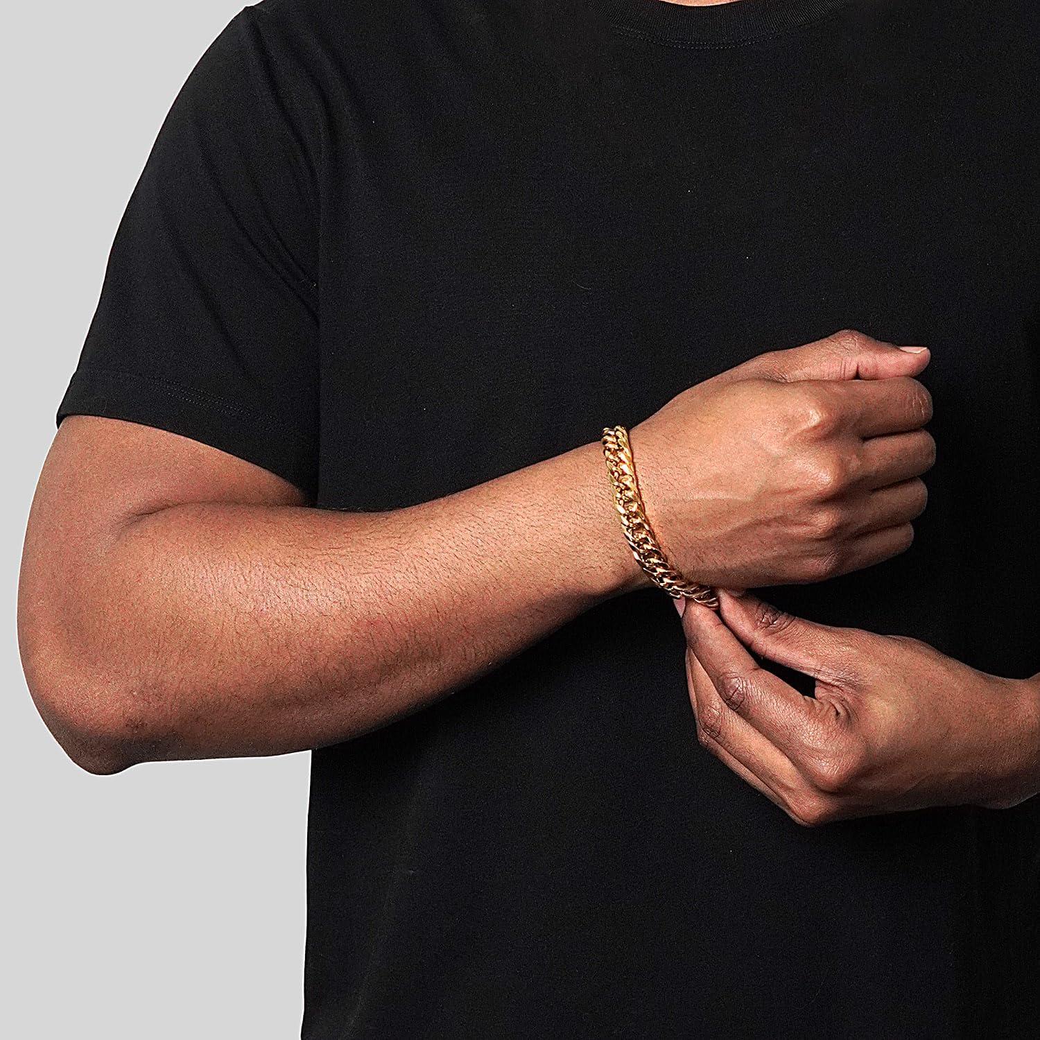image:imageInvicta Bracelet for Men Stainless Steel Curb Link Chain Jewelry 85mm115mm 859Gold