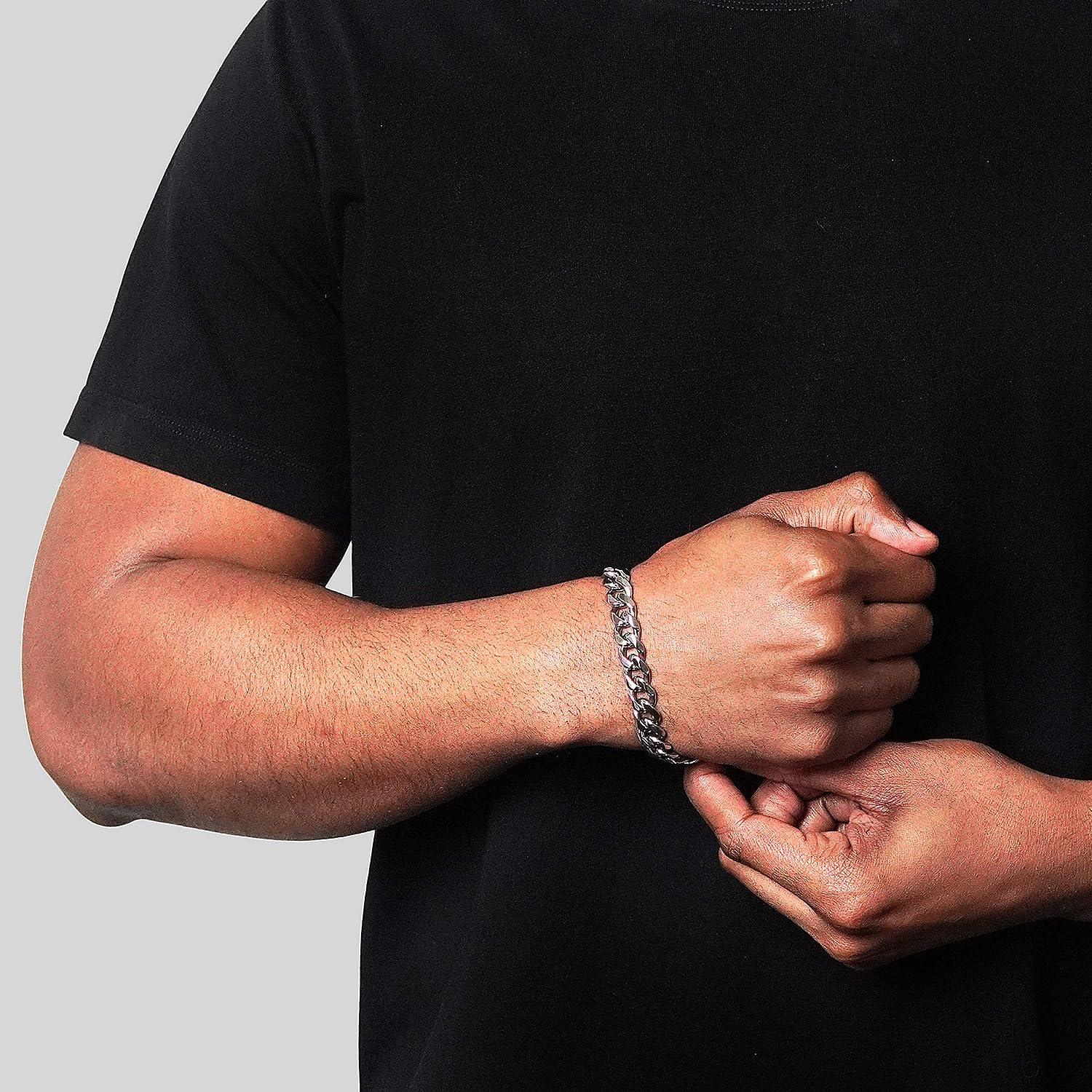 image:imageInvicta Bracelet for Men Stainless Steel Curb Link Chain Jewelry 85mm115mm 859Silver