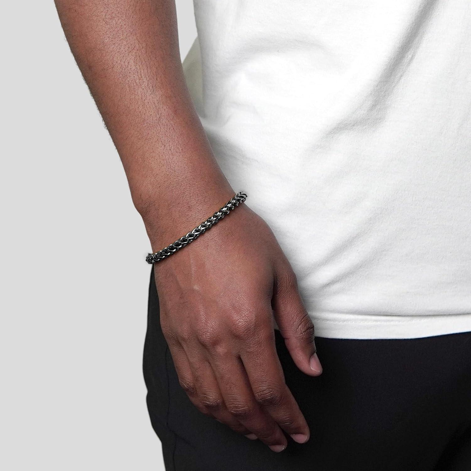 image:imageInvicta Bracelet for Men Stainless Steel Franco Chain Thin Jewelry 6mm 85Black
