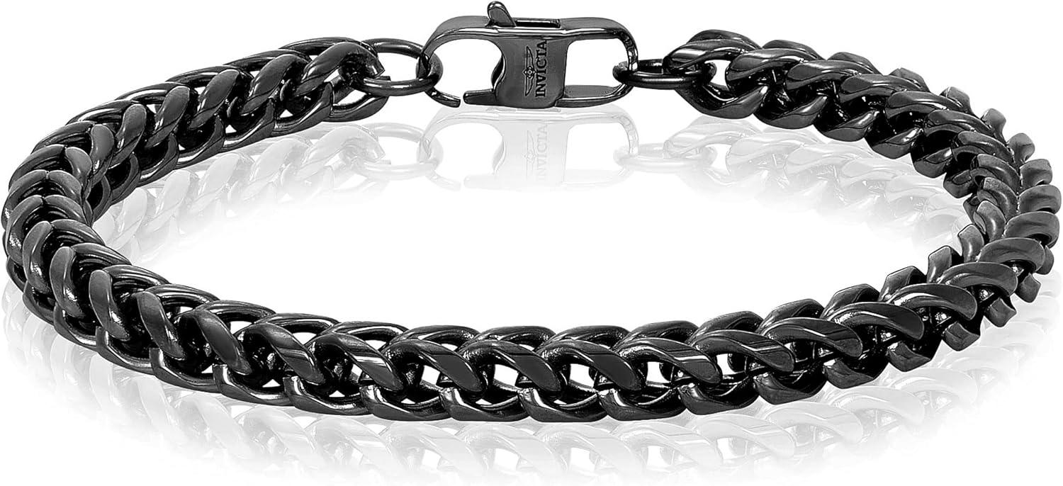 image:imageInvicta Bracelet for Men Stainless Steel Franco Chain Thin Jewelry 6mm 85Black