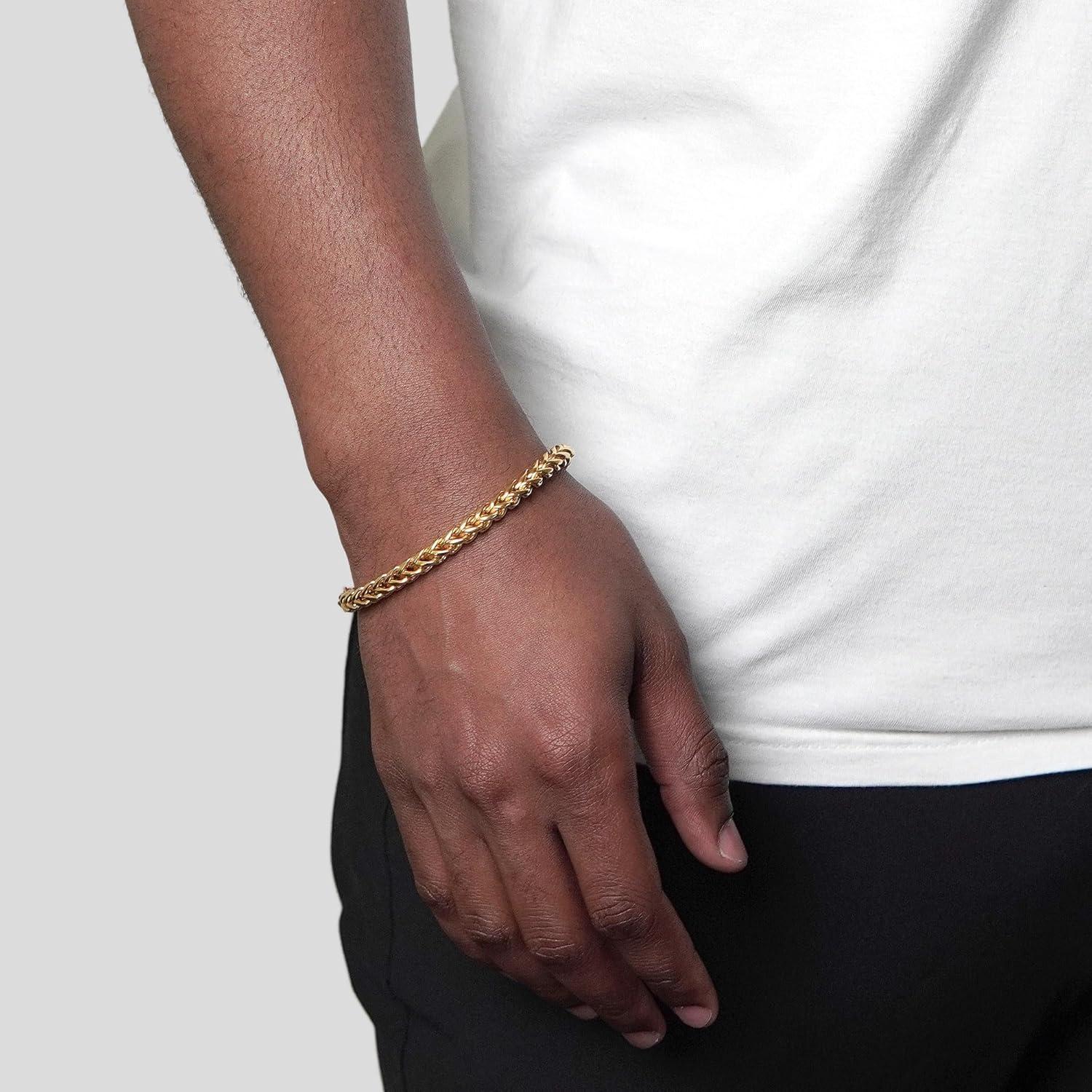 image:imageInvicta Bracelet for Men Stainless Steel Franco Chain Thin Jewelry 6mm 85Gold