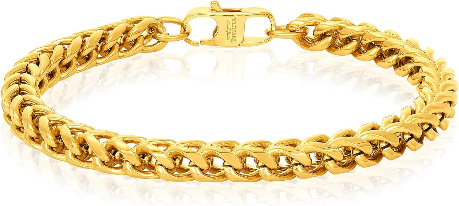 image:imageInvicta Bracelet for Men Stainless Steel Franco Chain Thin Jewelry 6mm 85Gold