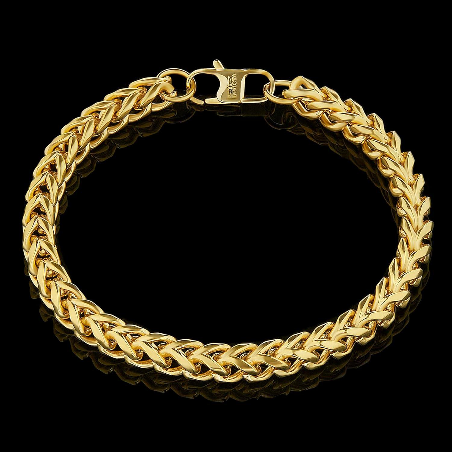 image:imageInvicta Bracelet for Men Stainless Steel Franco Chain Thin Jewelry 6mm 85Gold