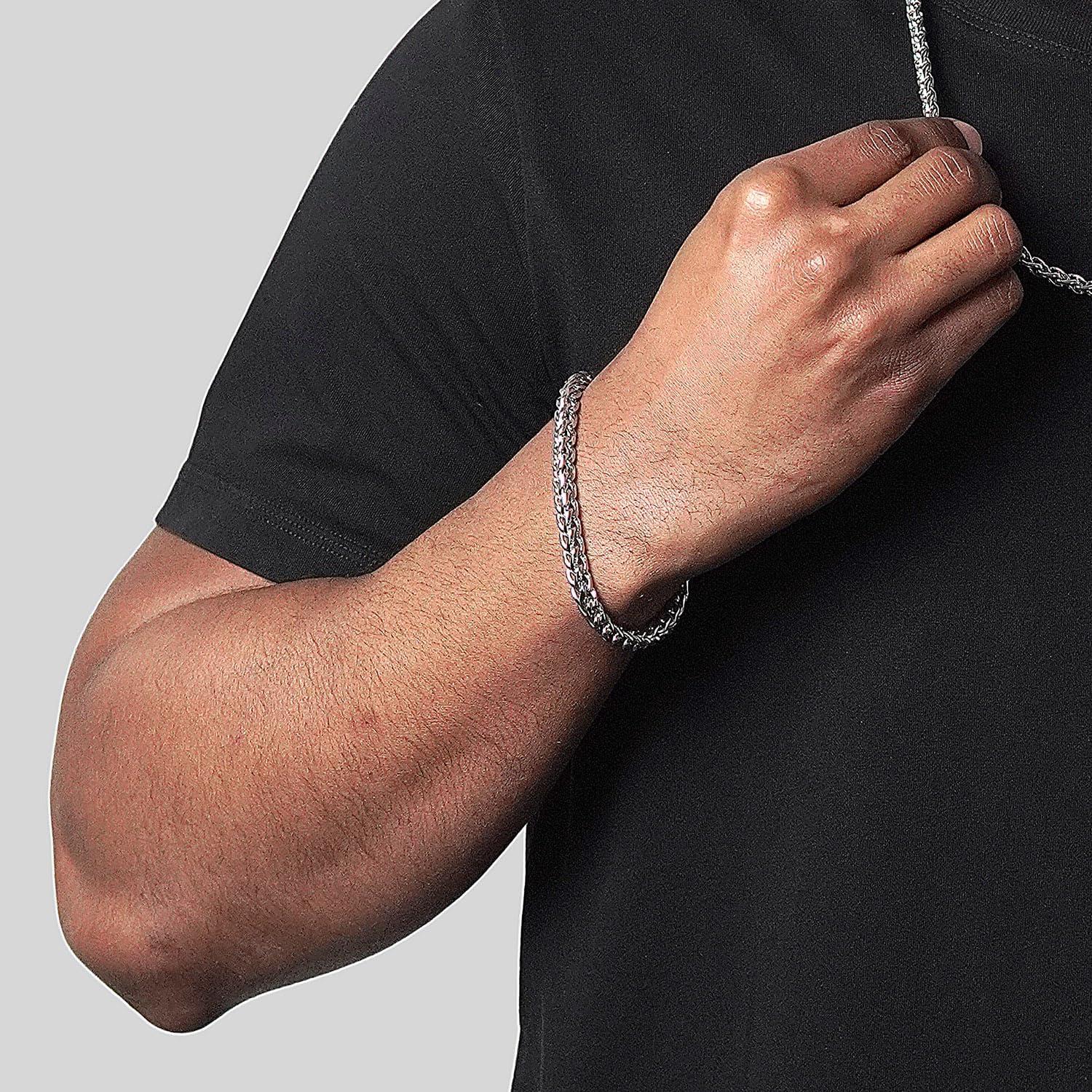 image:imageInvicta Bracelet for Men Stainless Steel Franco Chain Thin Jewelry 6mm 85Silver