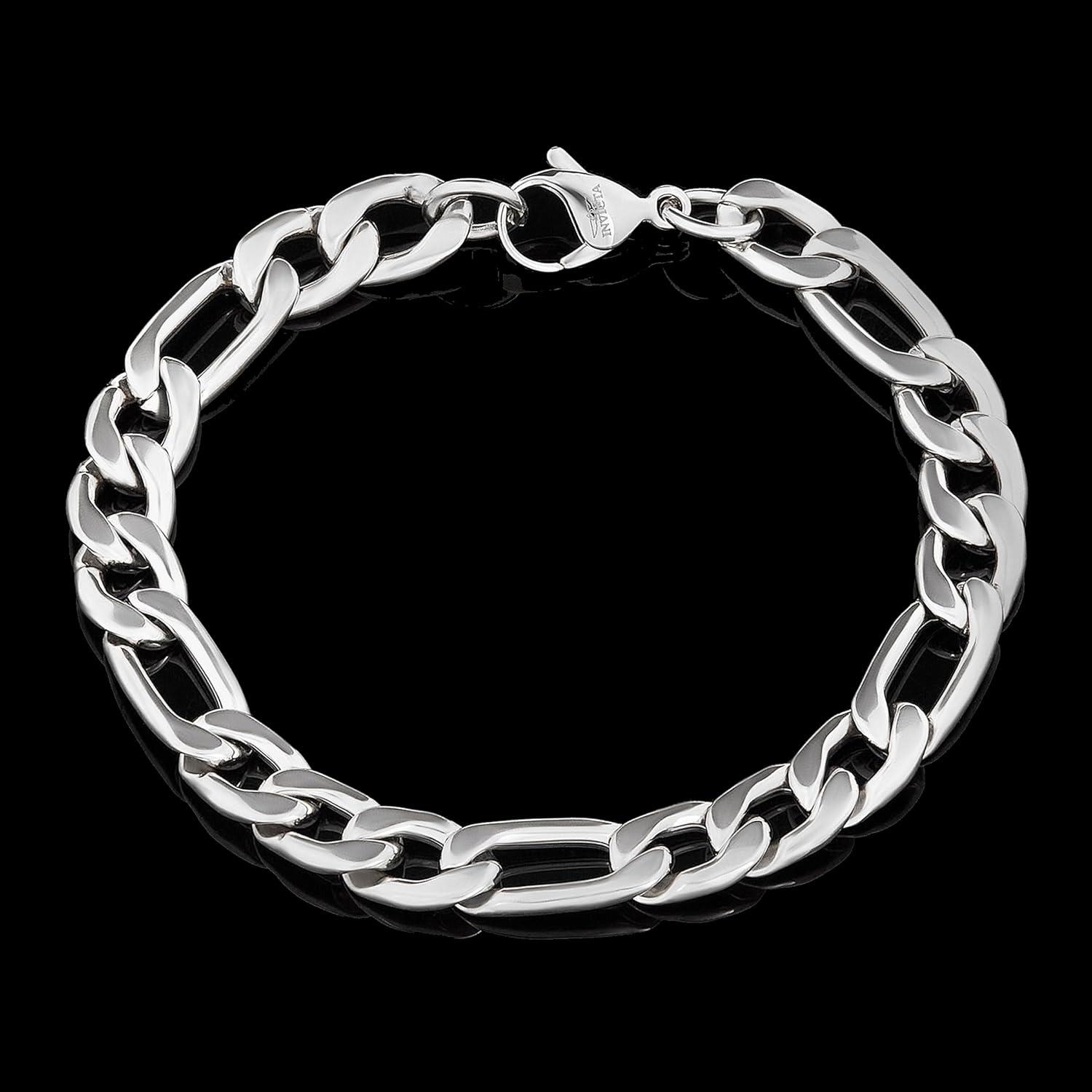 image:imageInvicta Figaro Bracelet for Men Stainless Steel Chain Jewelry 93mm 875Silver