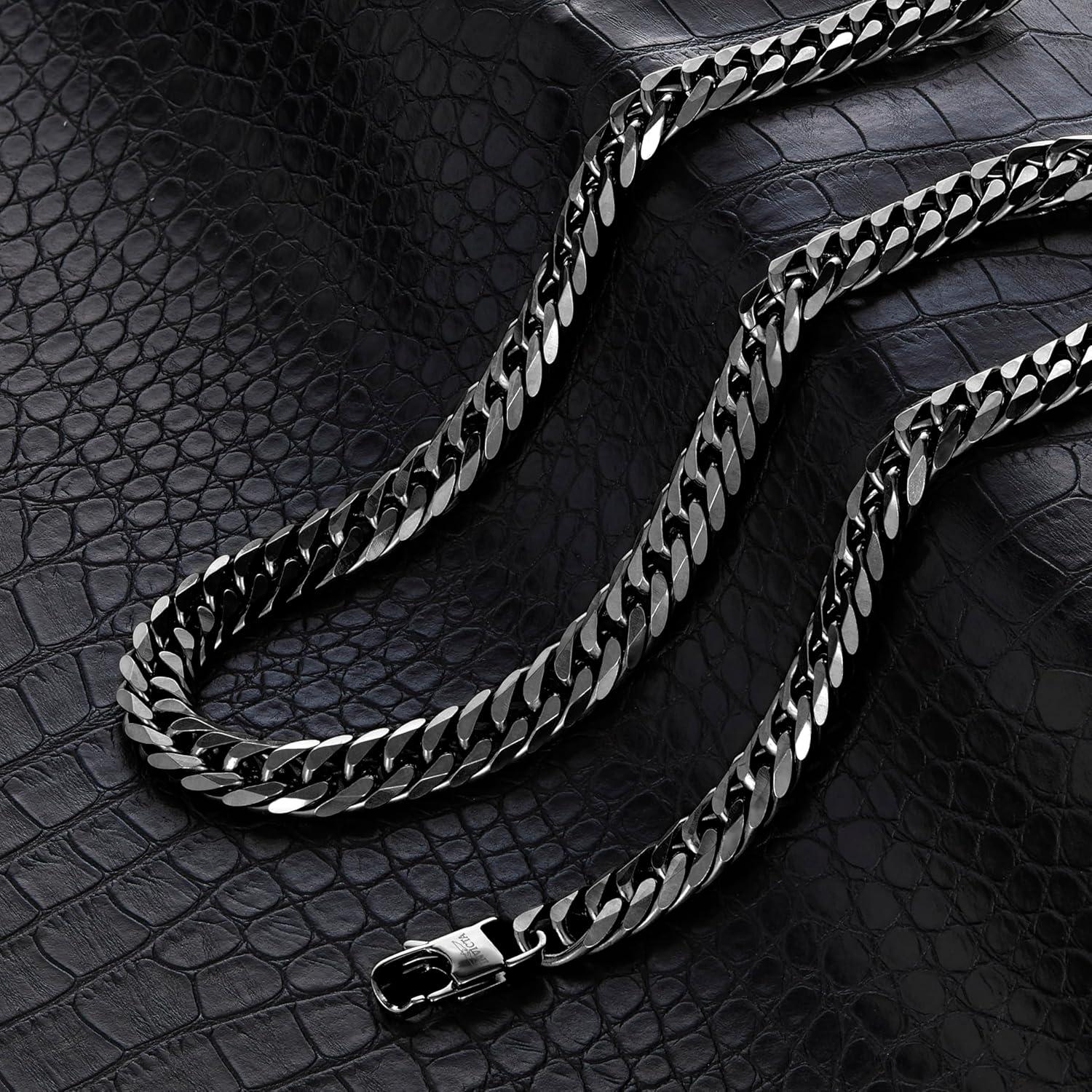 image:imageInvicta Jewelry Mens Curb Chain Stainless Steel Necklace 6mm115mm 24Black