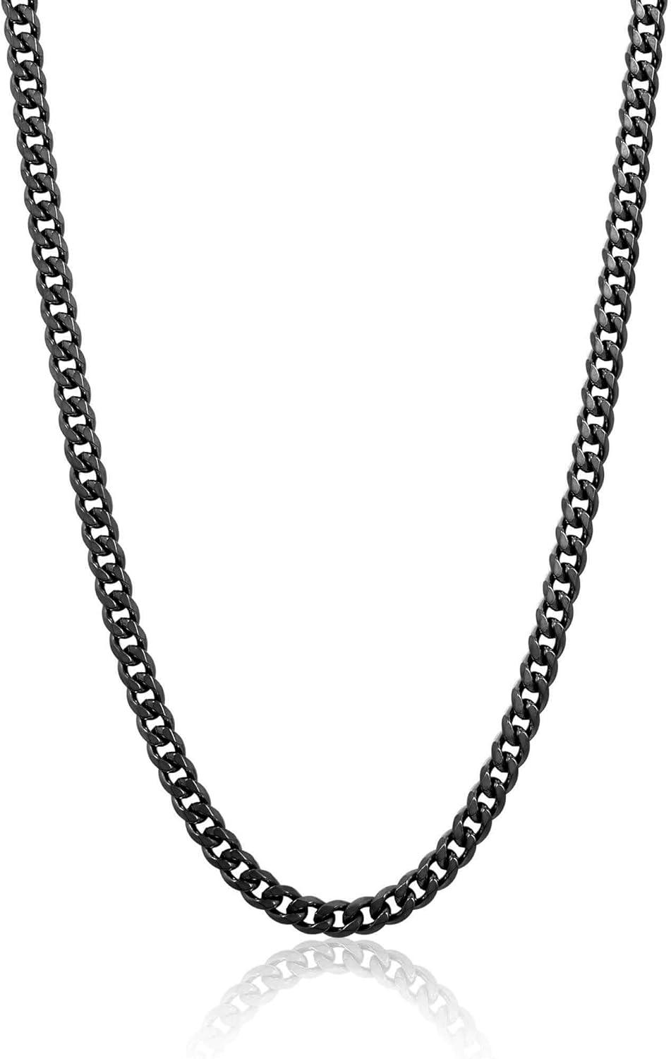 image:imageInvicta Jewelry Mens Curb Chain Stainless Steel Necklace 6mm115mm 24Black
