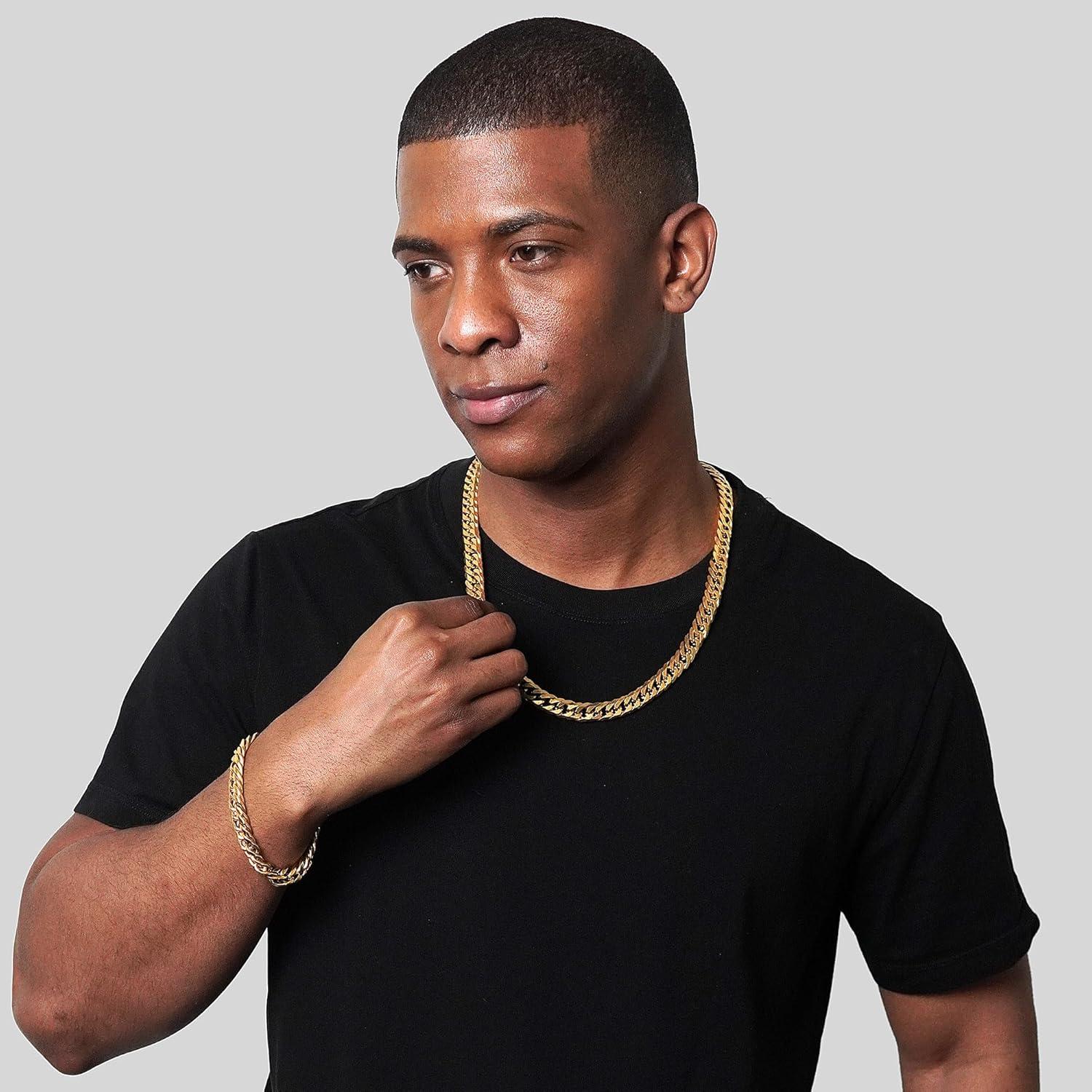 image:imageInvicta Jewelry Mens Curb Chain Stainless Steel Necklace 6mm115mm 24Gold