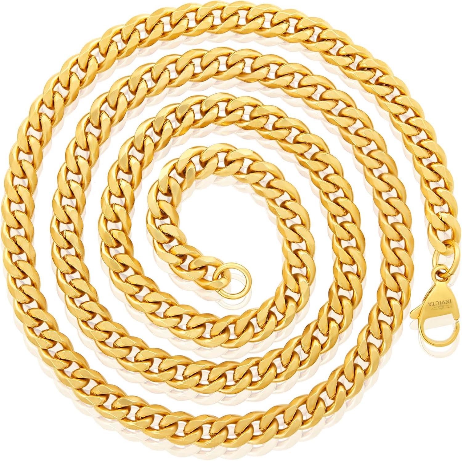 image:imageInvicta Jewelry Mens Curb Chain Stainless Steel Necklace 6mm115mm 24Gold