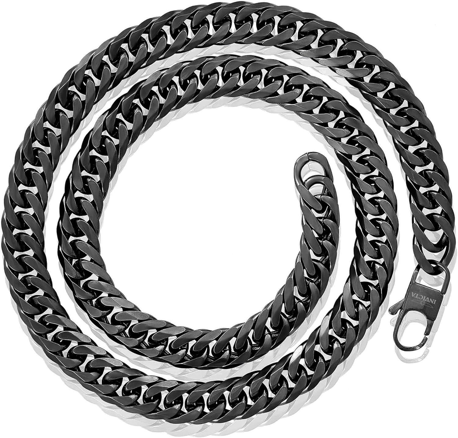 image:imageInvicta Jewelry Mens Double Curb Chain Bracelet and Necklace SetBlack