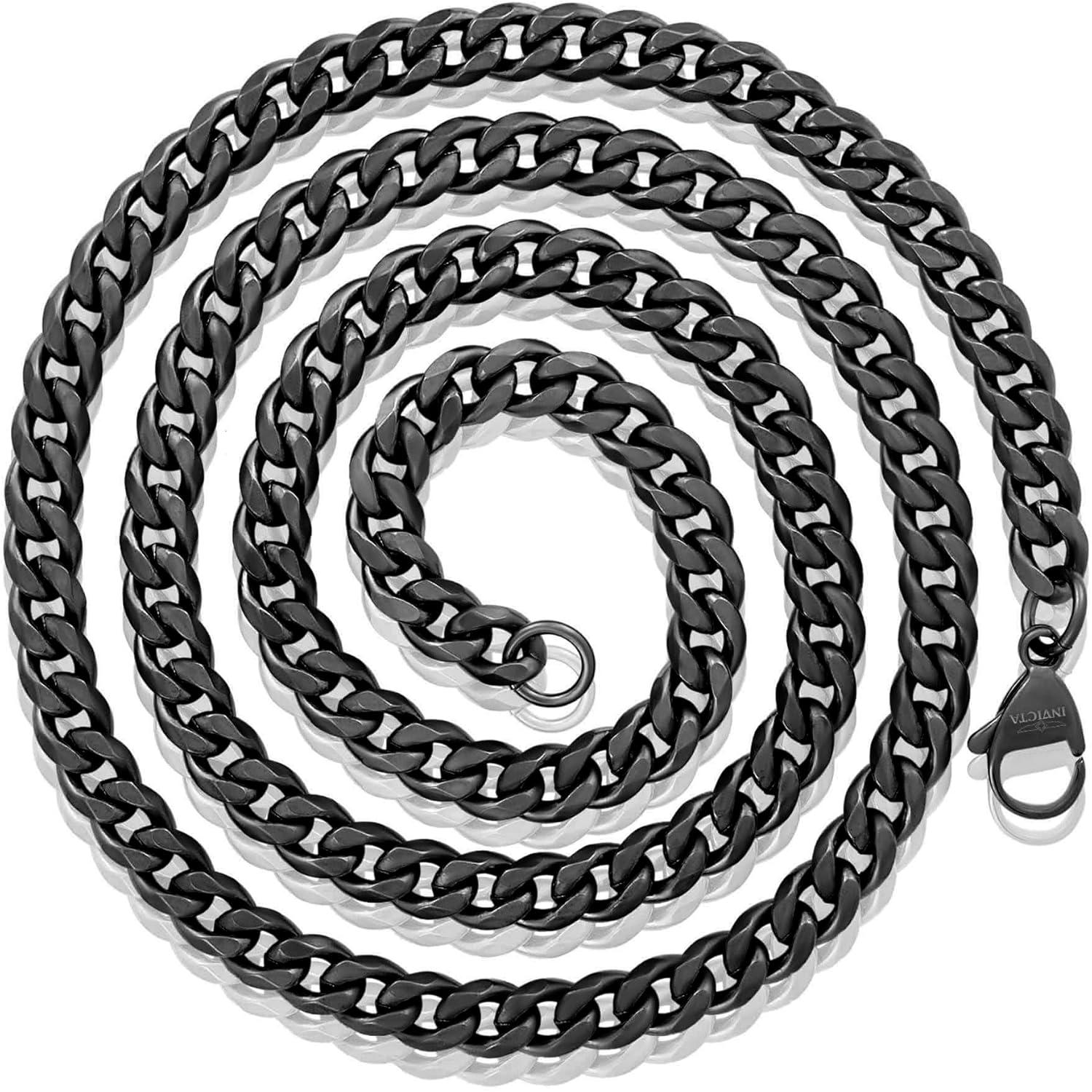 image:imageInvicta Jewelry Mens Franco Bracelet and Curb Necklace Chain SetBlack