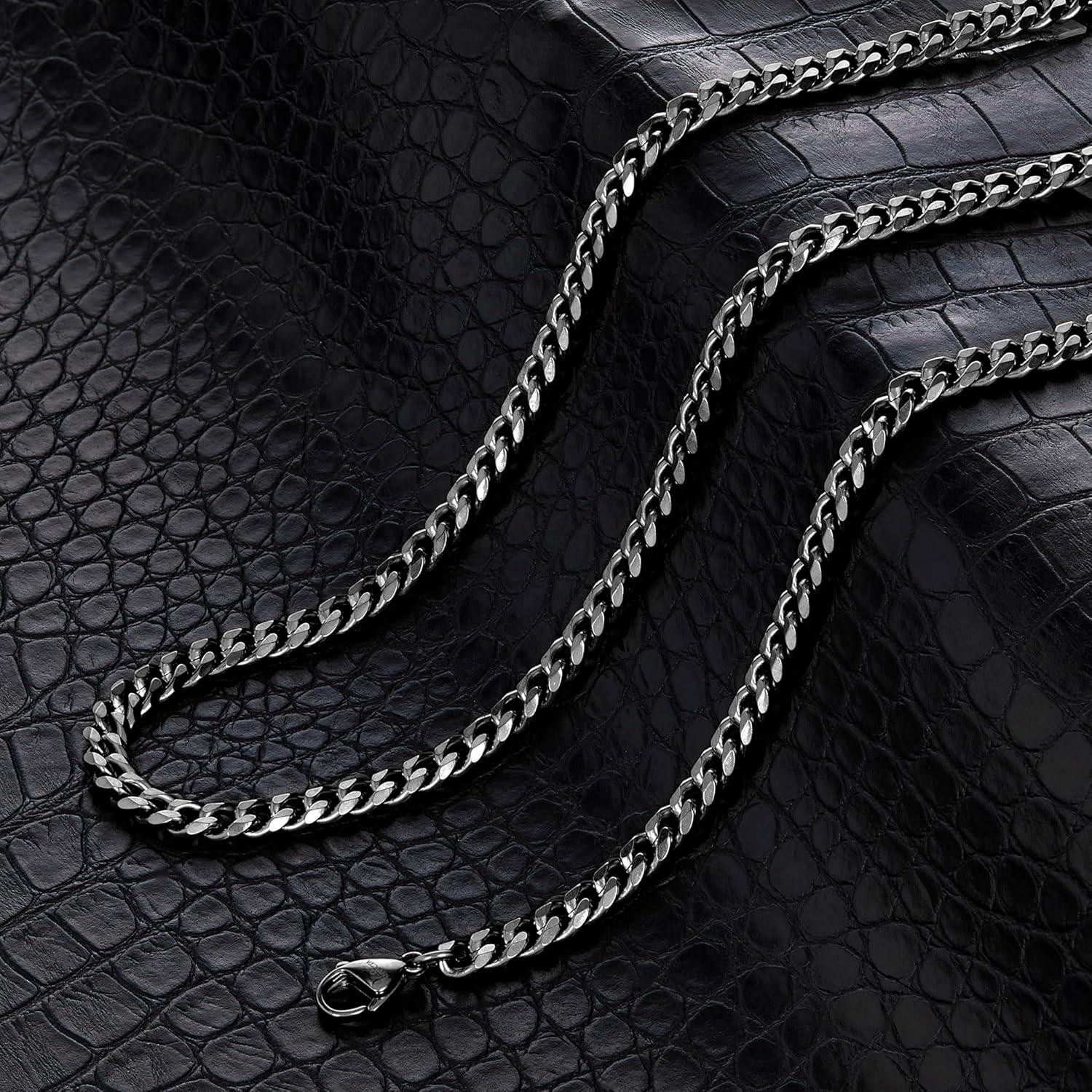 image:imageInvicta Jewelry Mens Franco Bracelet and Curb Necklace Chain SetBlack