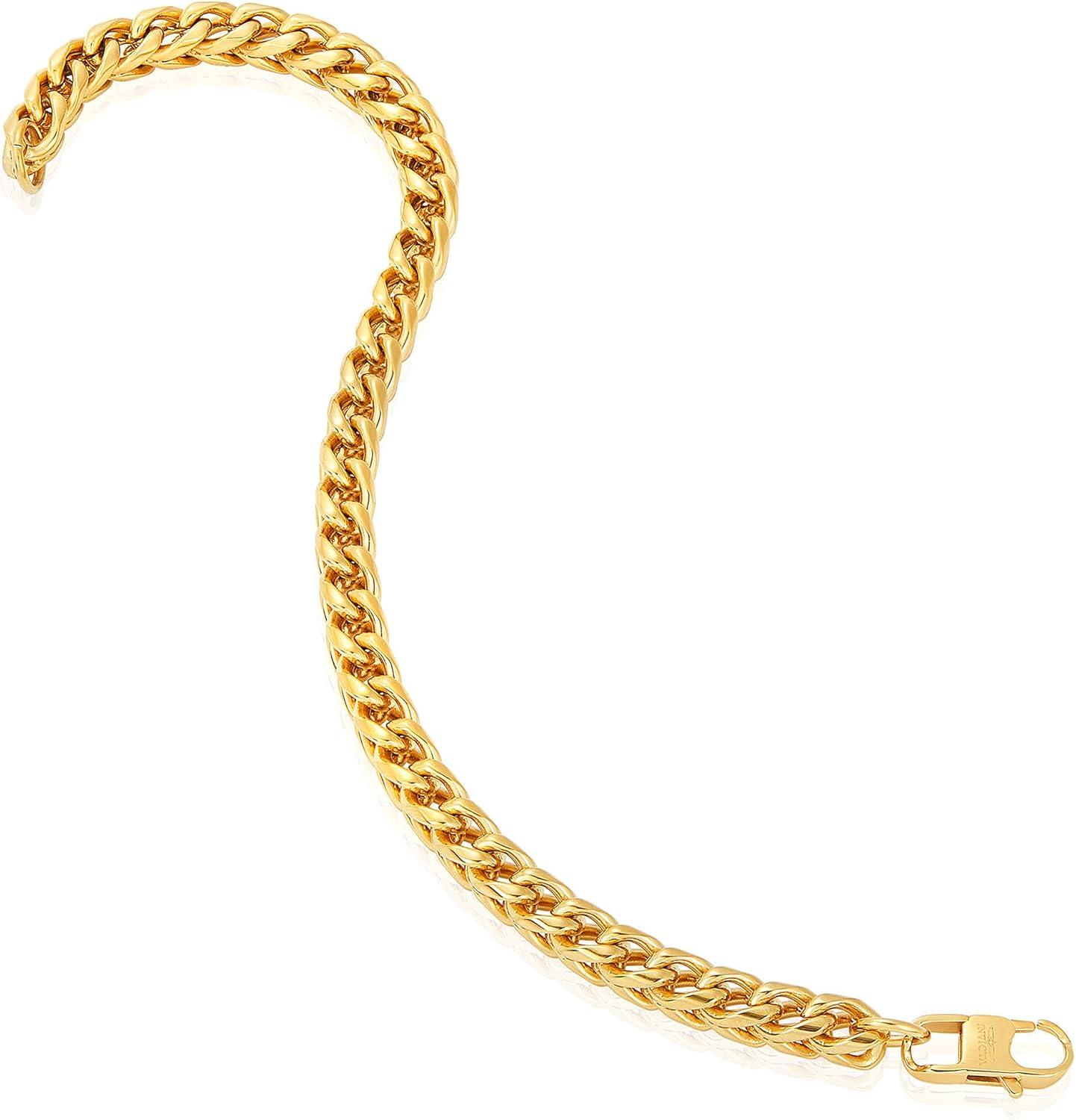 image:imageInvicta Jewelry Mens Franco Bracelet and Curb Necklace Chain SetGold
