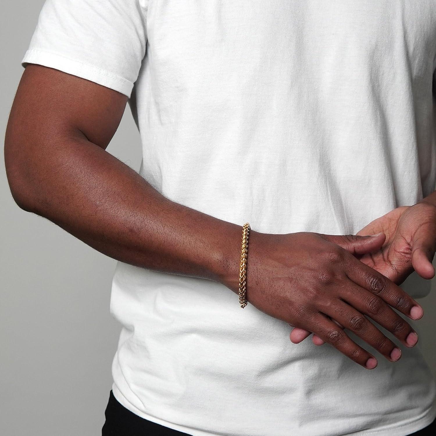 image:imageInvicta Jewelry Mens Franco Bracelet and Curb Necklace Chain SetGold