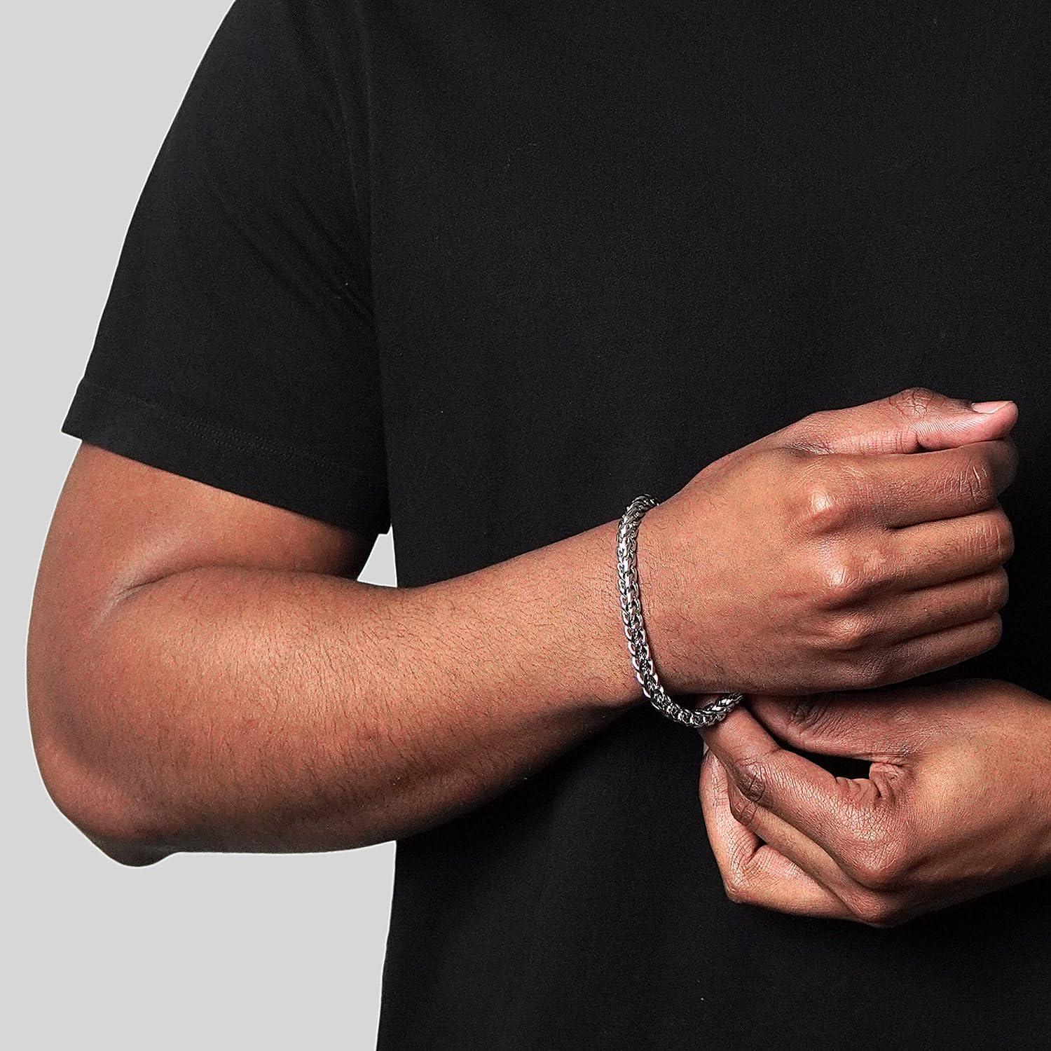 image:imageInvicta Jewelry Mens Franco Bracelet and Curb Necklace Chain SetSilver