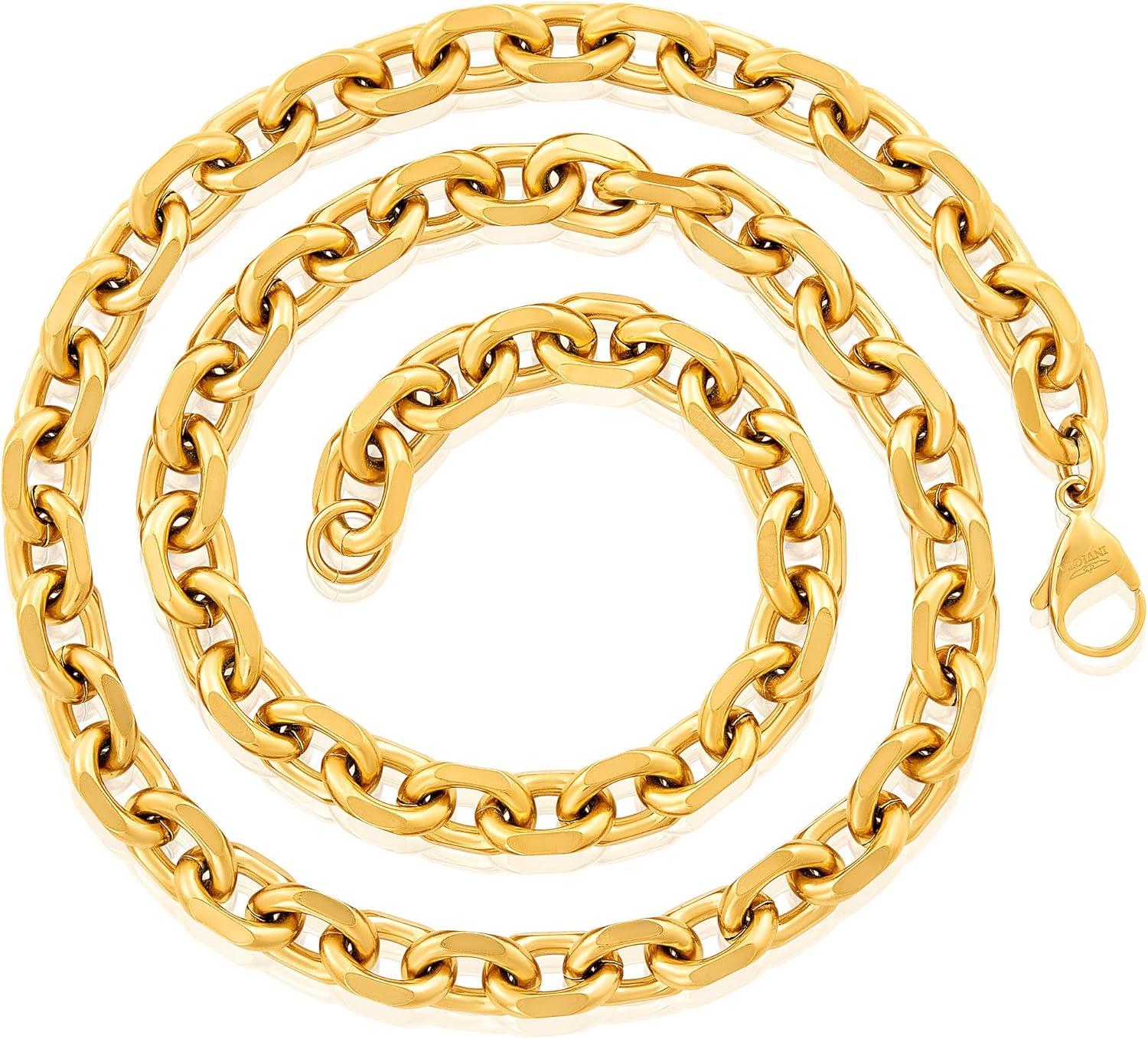 image:imageInvicta Jewelry Mens Knife Edge Oval Link Chain Necklace 106mm 24Gold