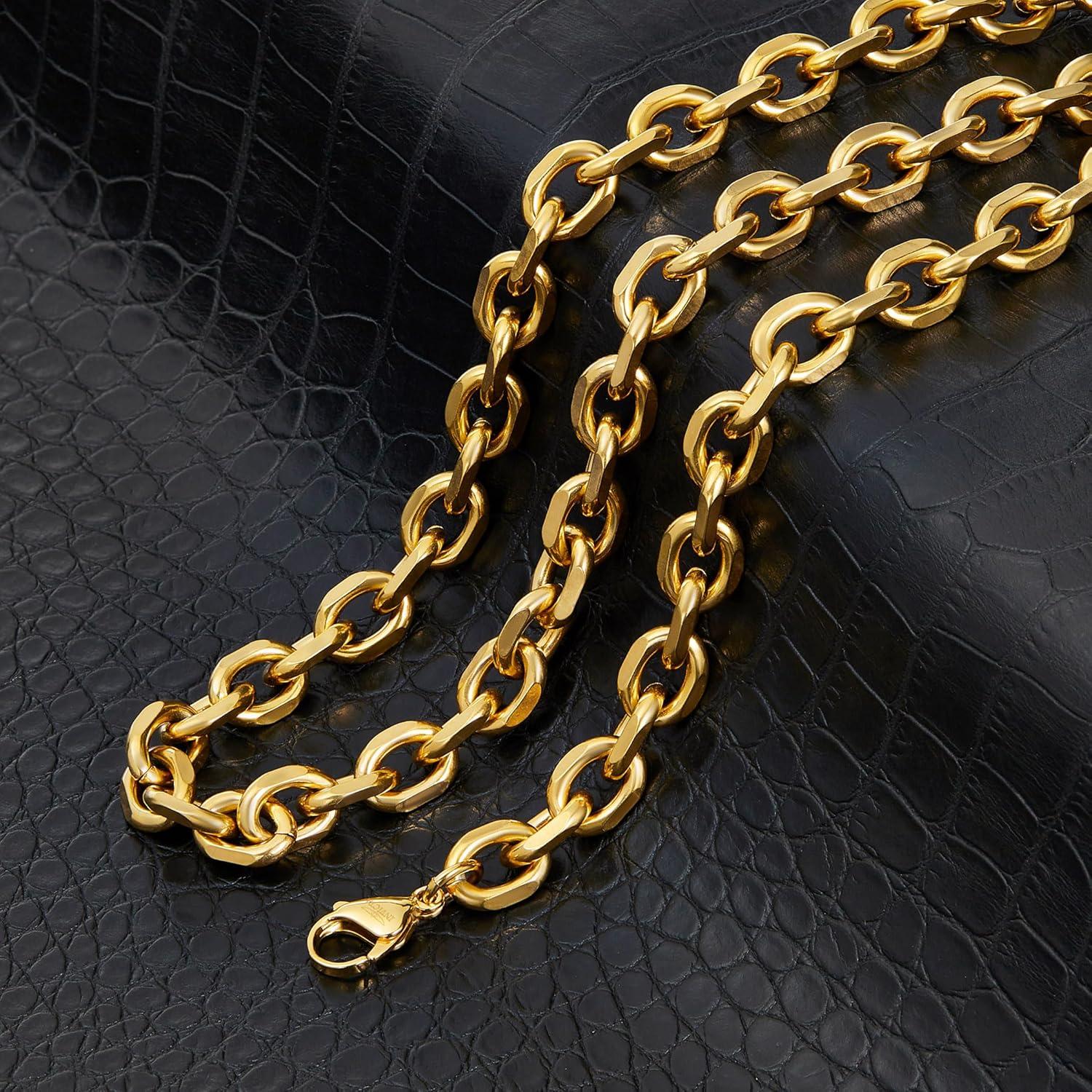 image:imageInvicta Jewelry Mens Knife Edge Oval Link Chain Necklace 106mm 24Gold