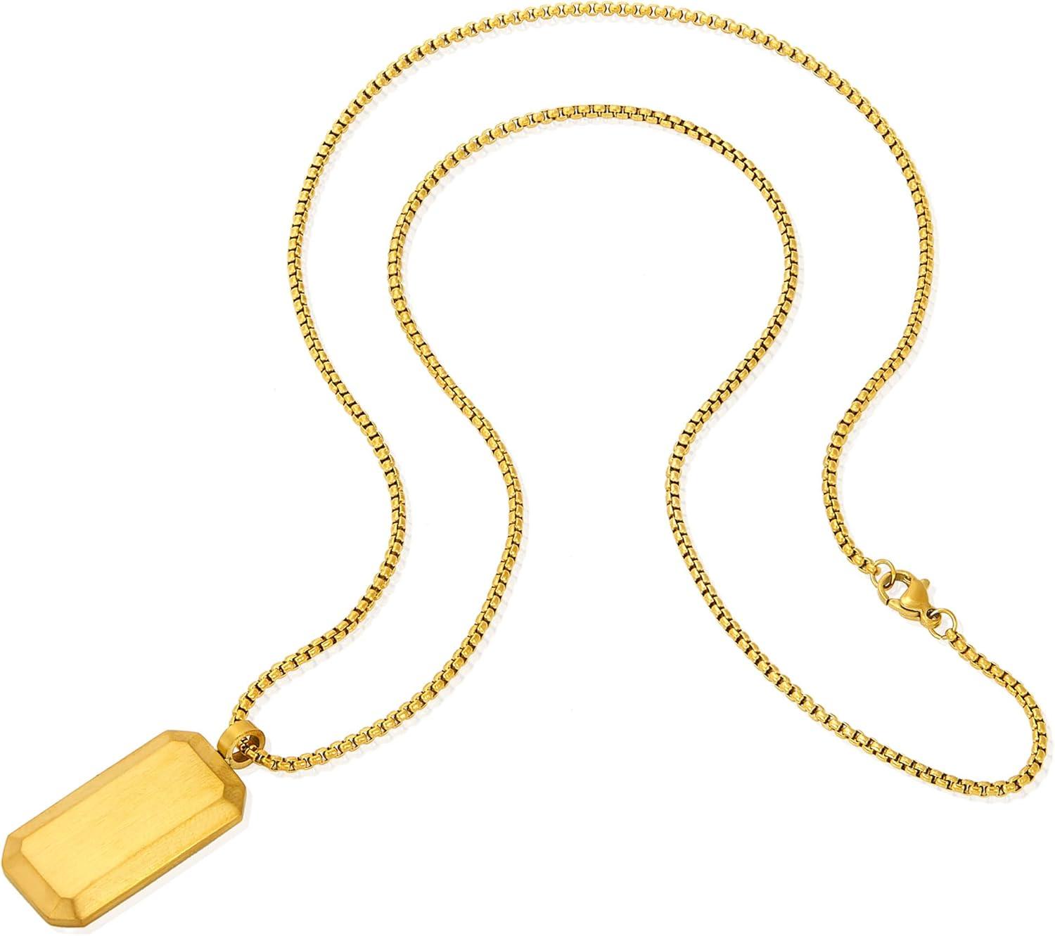 image:imageInvicta Jewelry Mens Small Beveled Edge Antiqued Dog Tag NecklaceGold