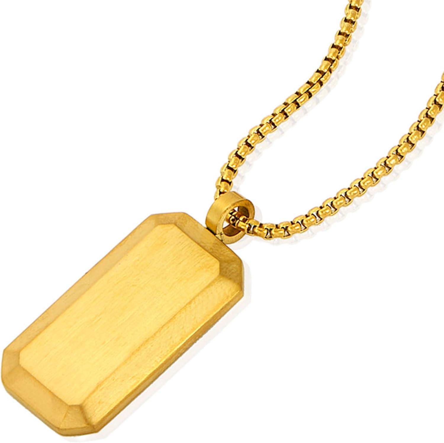 image:imageInvicta Jewelry Mens Small Beveled Edge Antiqued Dog Tag NecklaceGold
