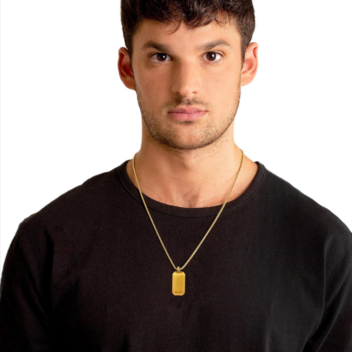 image:imageInvicta Jewelry Mens Small Beveled Edge Antiqued Dog Tag NecklaceGold