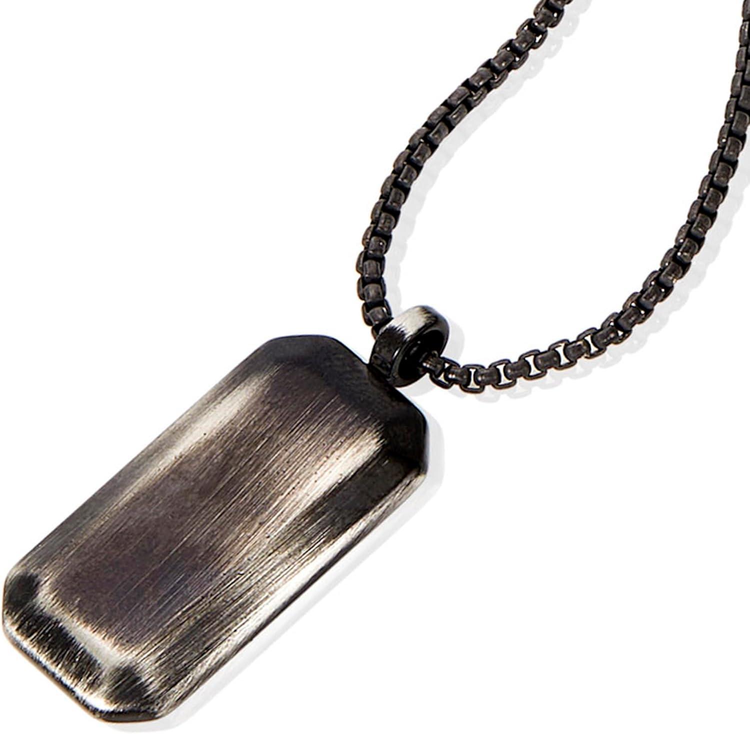 image:imageInvicta Jewelry Mens Small Beveled Edge Antiqued Dog Tag NecklaceGunmetal
