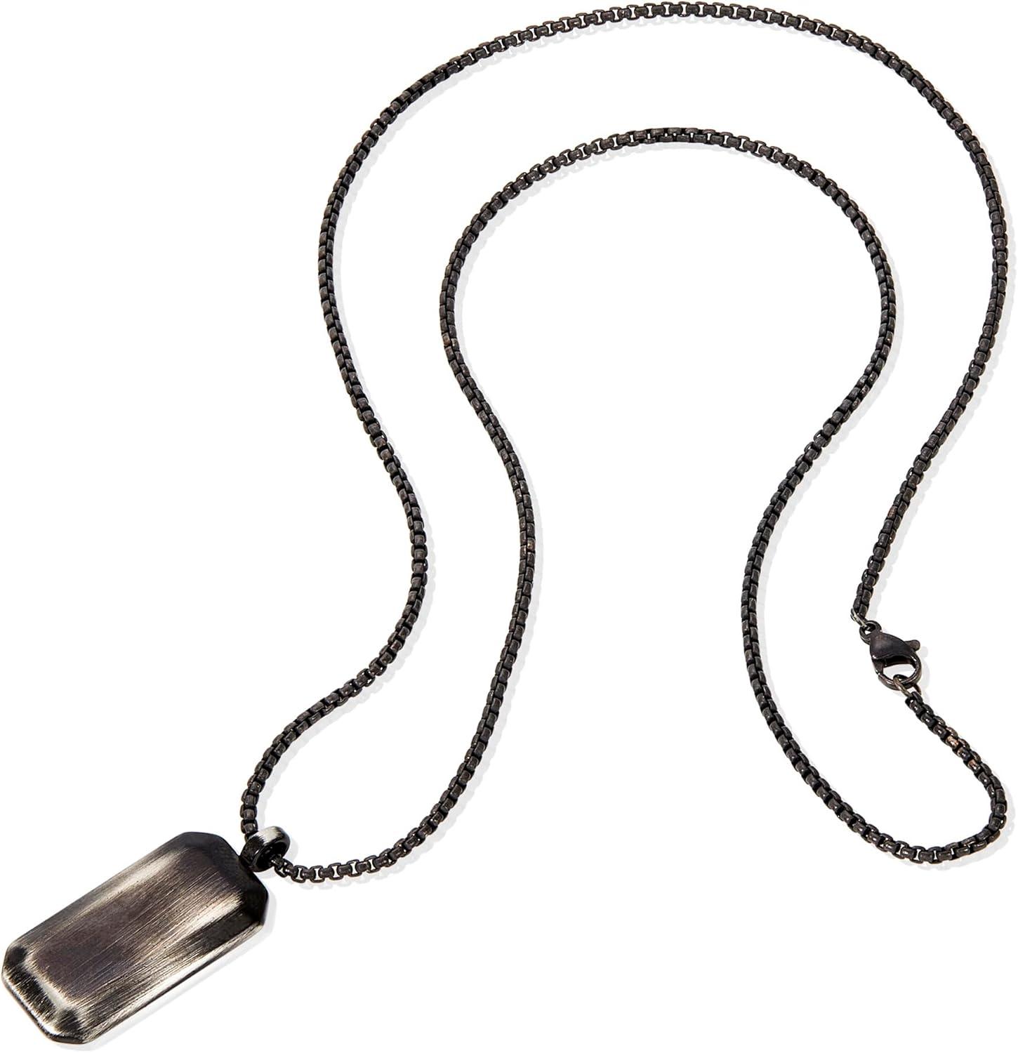 image:imageInvicta Jewelry Mens Small Beveled Edge Antiqued Dog Tag NecklaceGunmetal