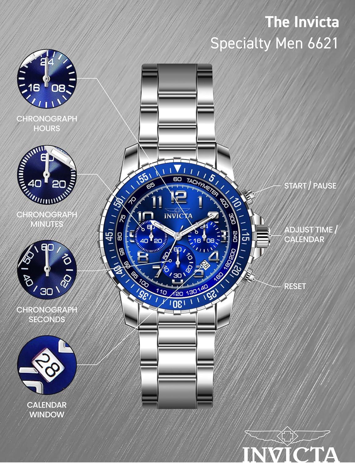 image:imageInvicta Mens 1326 Invicta II Chronograph Black Dial TwoTone Stainless Steel Watch6621