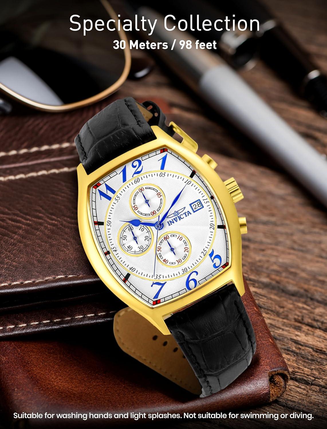 image:imageInvicta Mens 14330 Specialty Tonneau Watch with 3 Textured Leather Strap Set