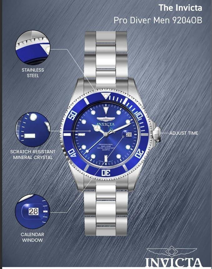 image:imageInvicta Mens 8932OB Pro Diver Analog Display Quartz Silver Watch9204OB