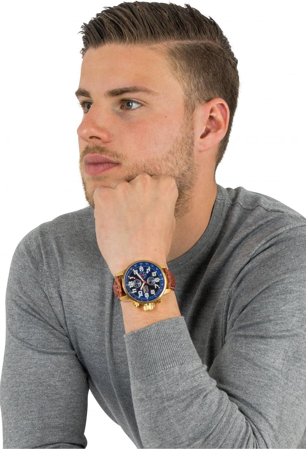 image:imageInvicta Mens IForce Left Handed Quartz Watch with Leather Strap3329