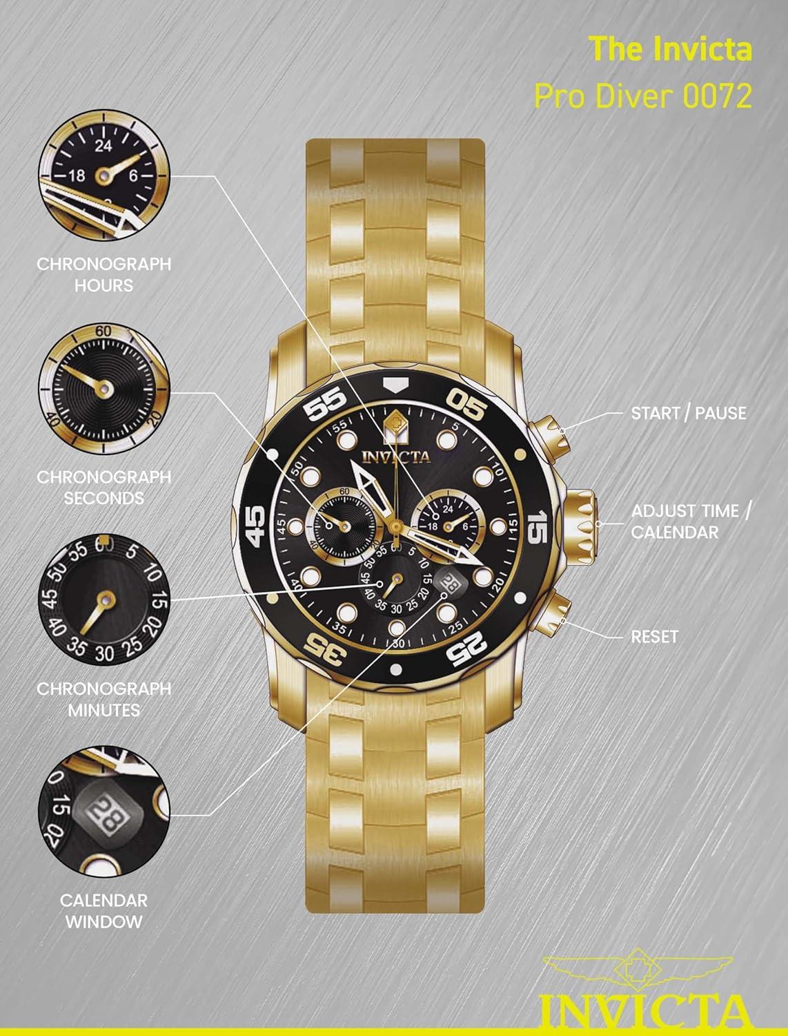 image:imageInvicta Mens Pro Diver Collection Chronograph WatchGold Black