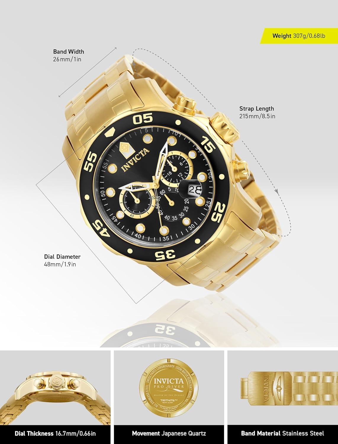 image:imageInvicta Mens Pro Diver Collection Chronograph WatchGold Black