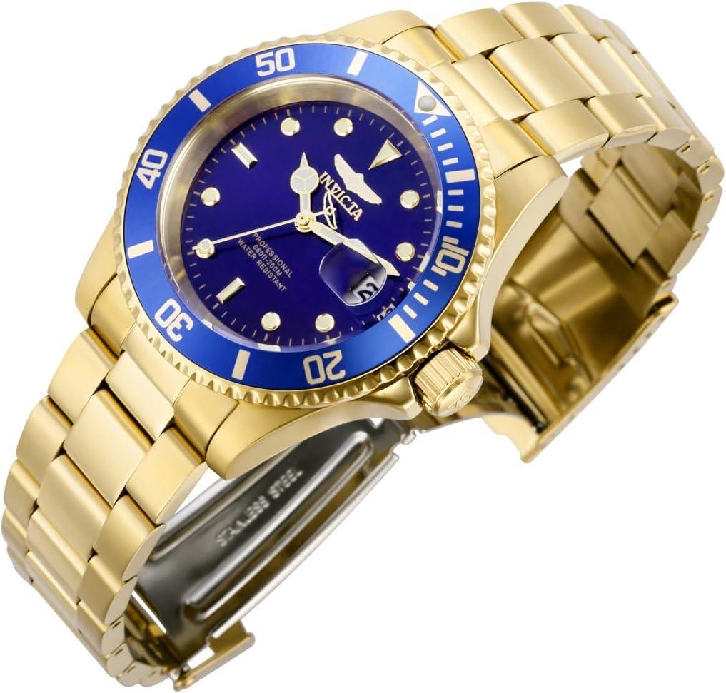 image:imageInvicta Mens Pro Diver Quartz Watch with Stainless Steel StrapGoldBlue