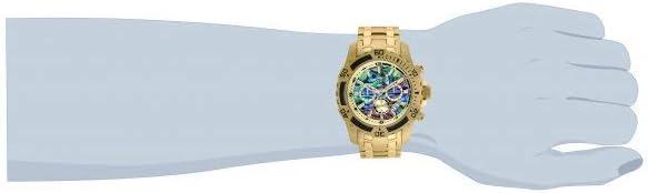 image:imageInvicta Mens Pro Diver Scuba Quartz Chronograph Carbon Fiber Bezel Abalone Dial Bracelet Watch 50mmGold